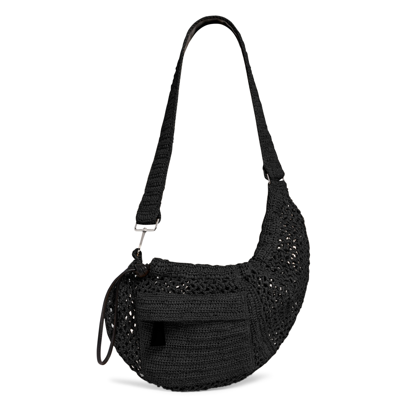 Sac bandoulière en raphia IRO Noir