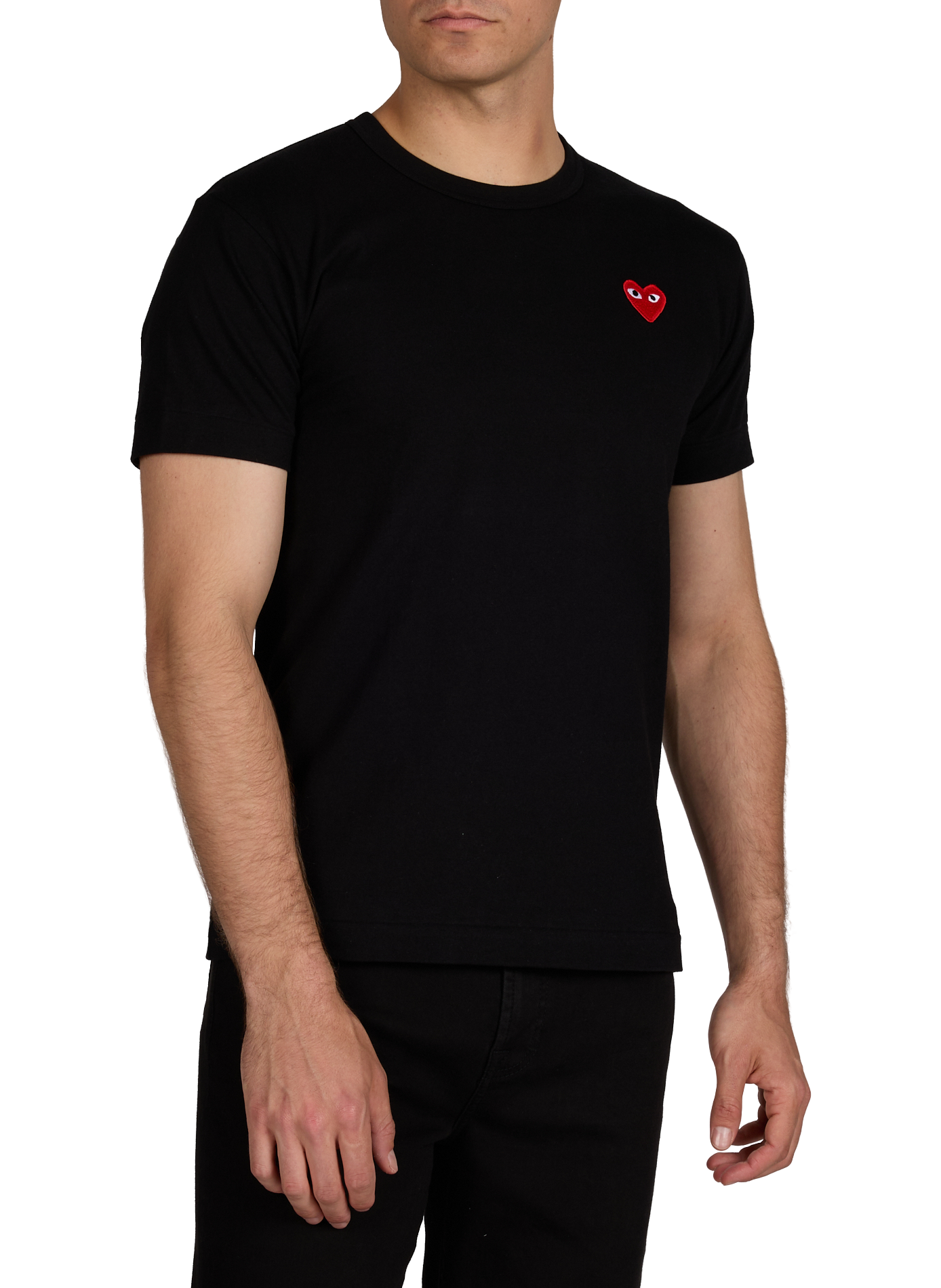 T-Shirt mit gesticktem Logo aus Baumwolle COMME DES GARCONS PLAY Schwarz