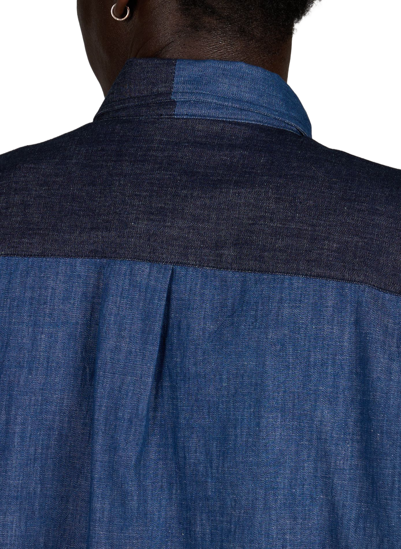 Camicia asimmetrica bicolore in cotone | Blu RENÈ Uomo