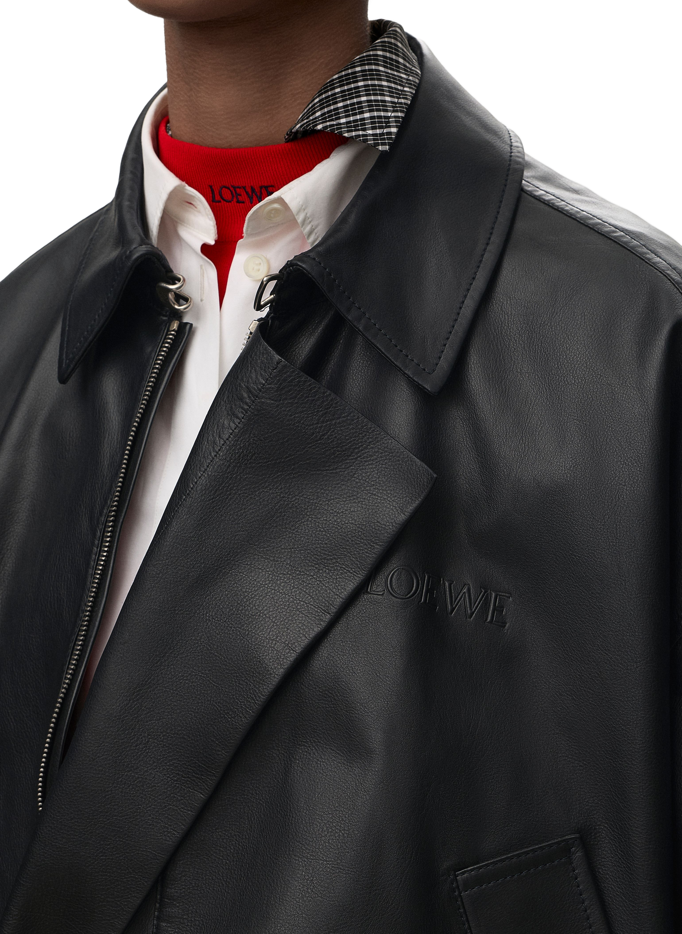 Veste en cuir de veau nappa LOEWE Noir