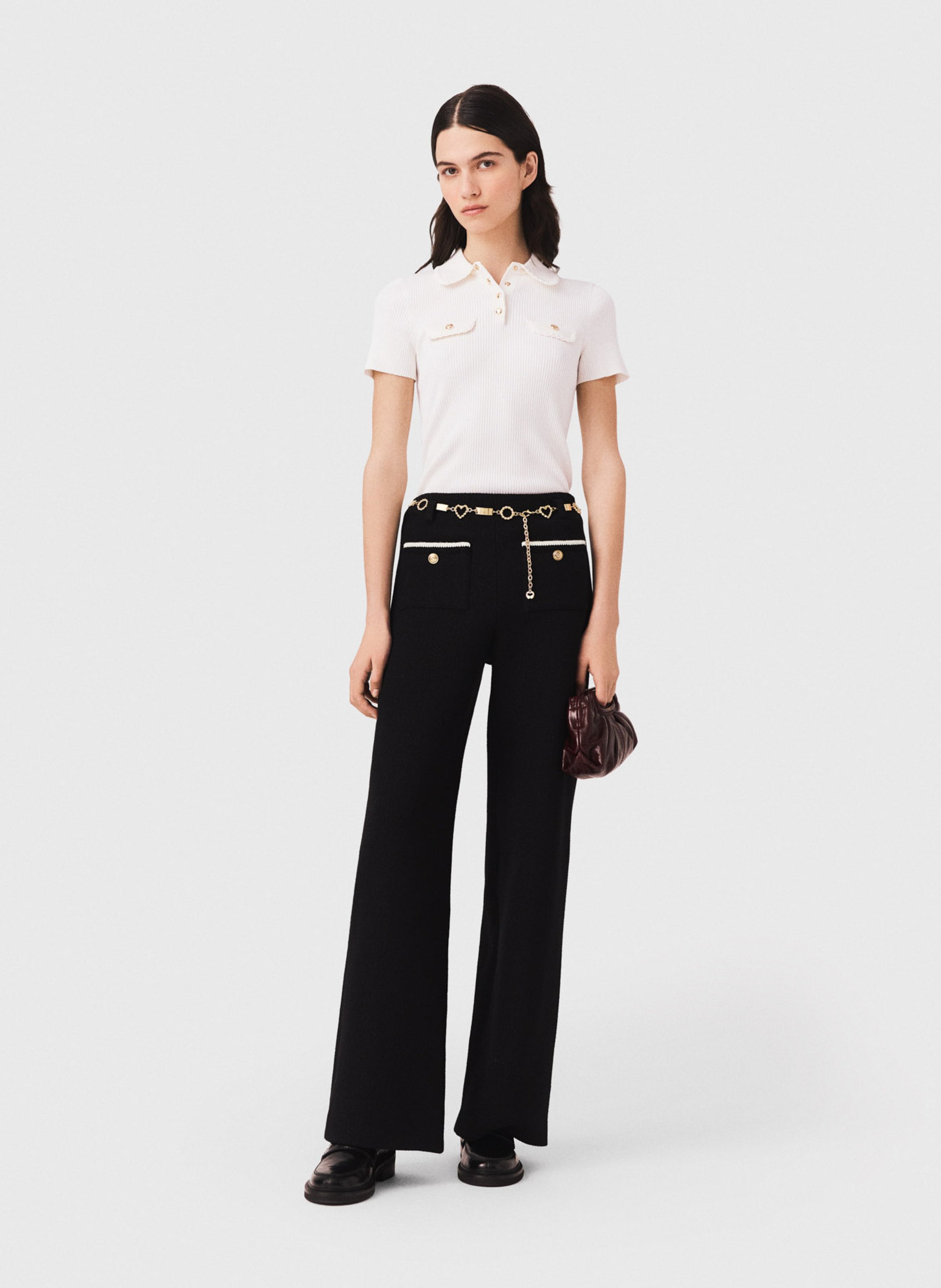 Pantalon taille haute large MAJE Noir