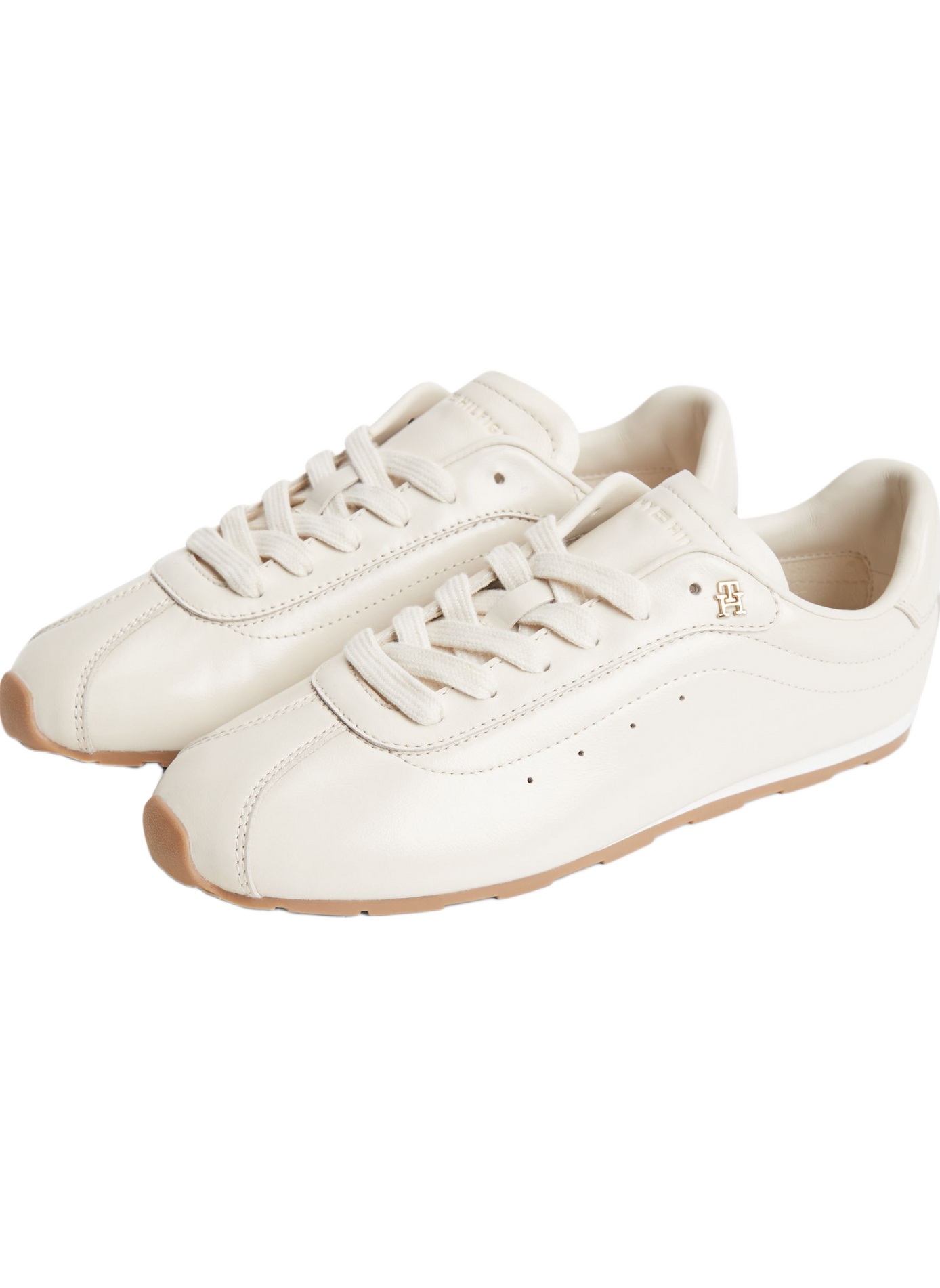 Baskets Bella à détail métallique en cuir TOMMY HILFIGER Beige