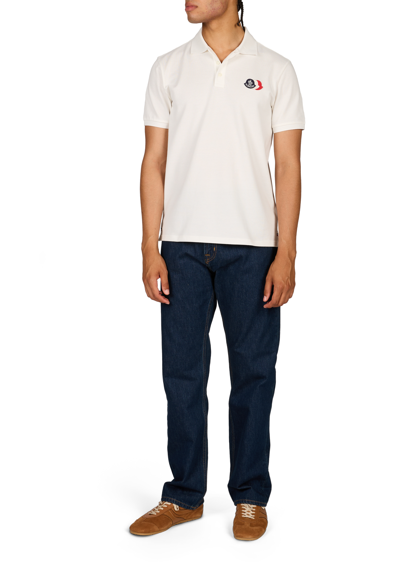 Polo met logo van piqué katoen MONCLER Wit