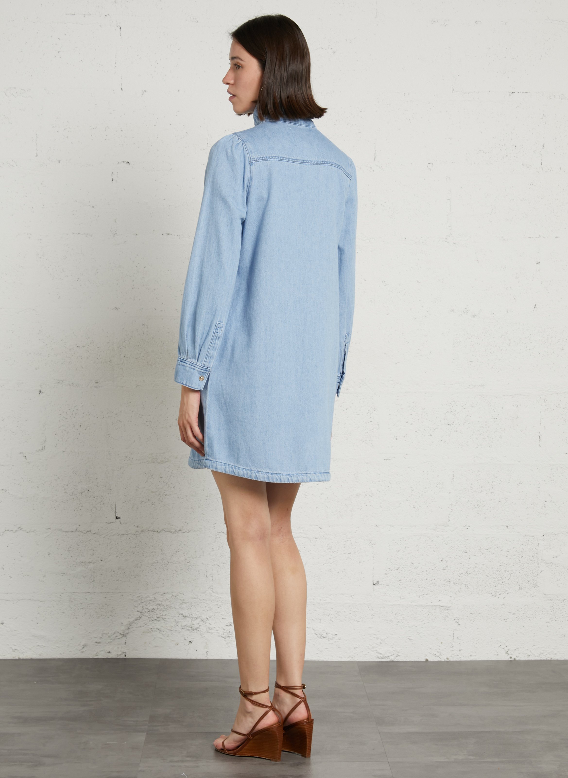 Robe courte manches longues en jean blake MAISON 123 Bleu