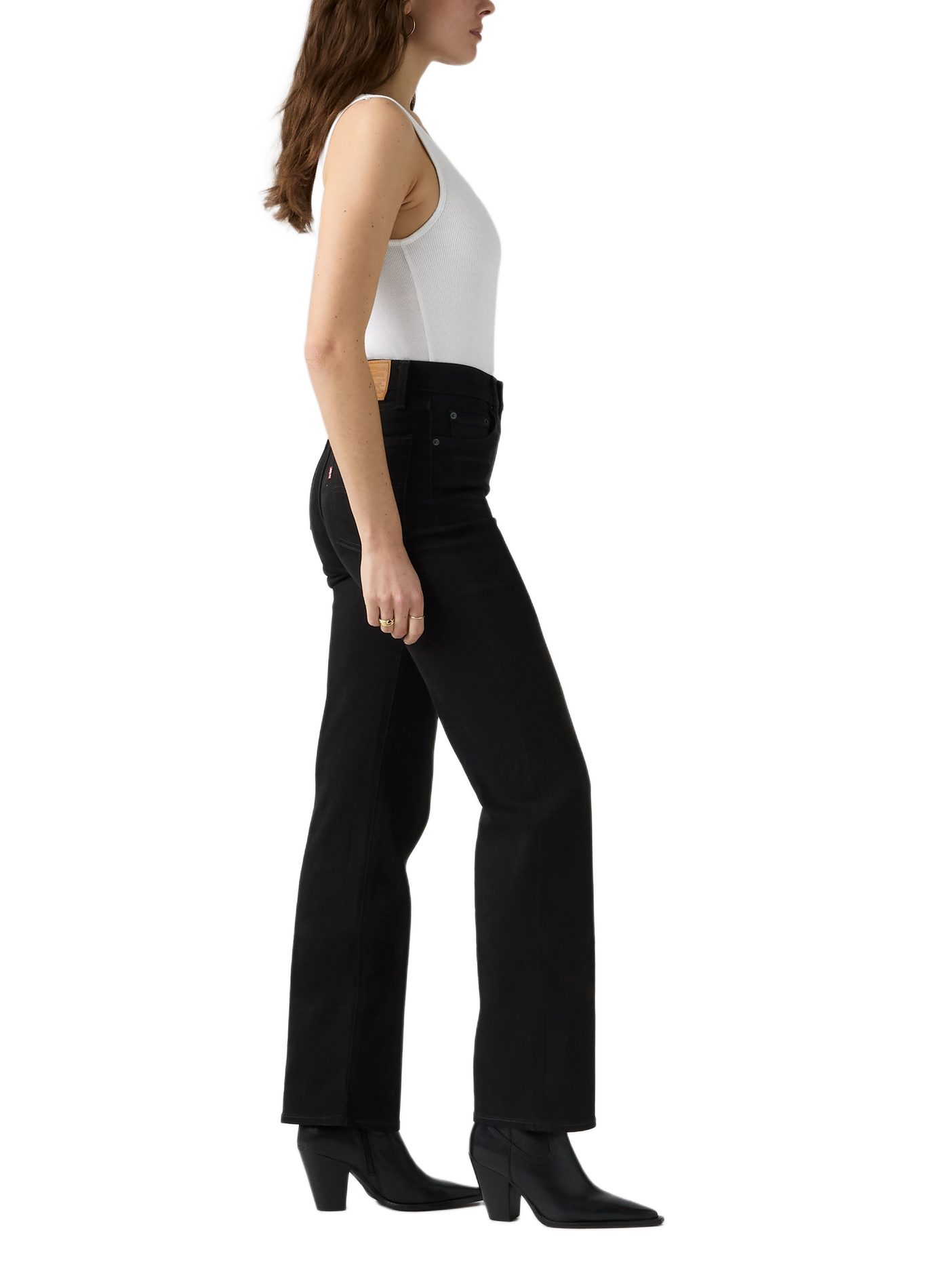 Slim jeans 722 met hoge taille van gemengd katoen LEVI'S Zwart