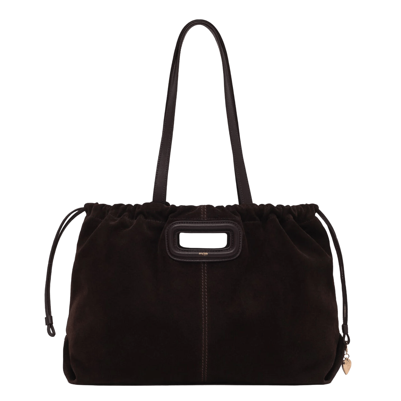 Sac porté épaule en cuir MAJE Marron