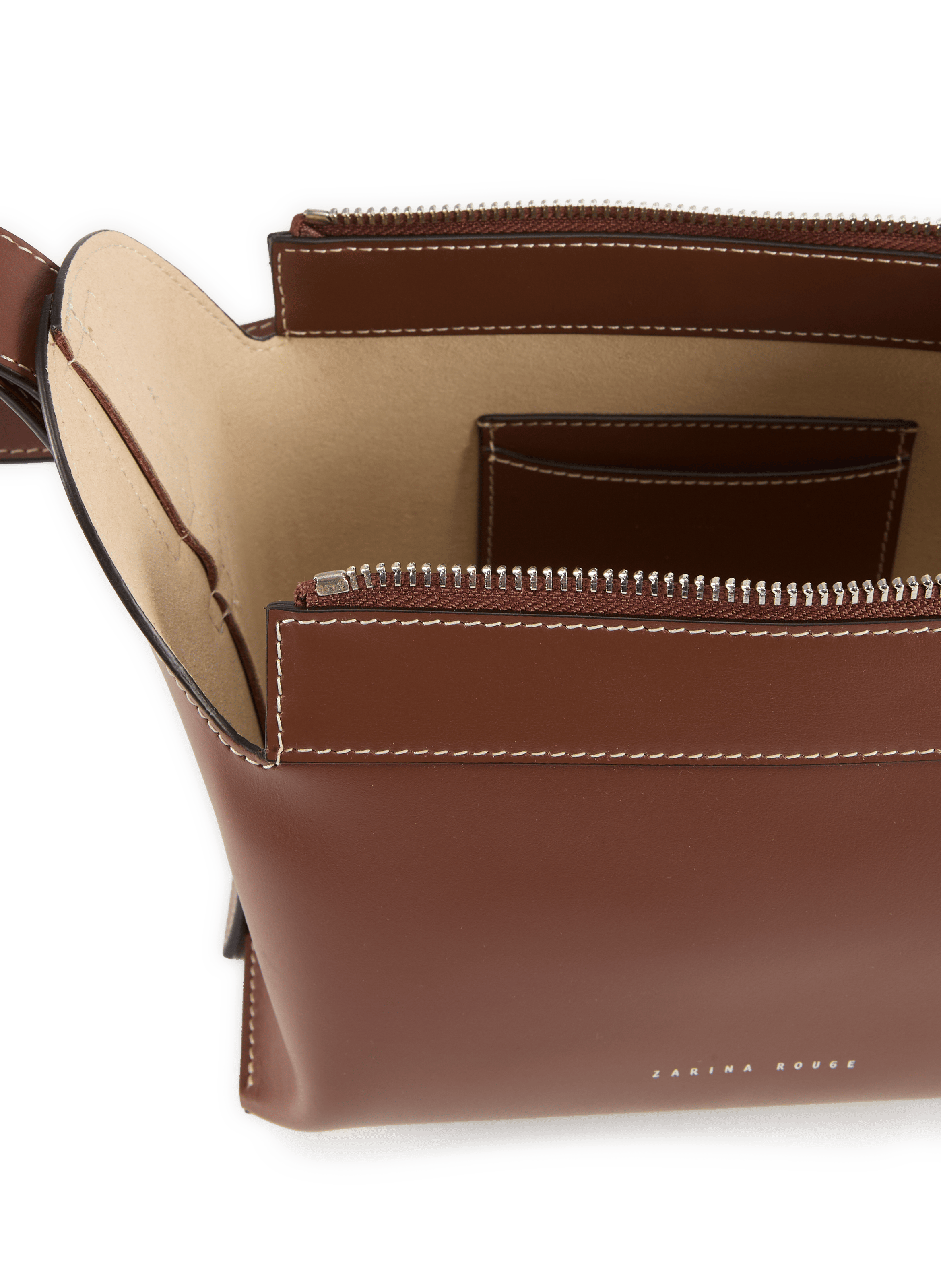 Charlie cow leather handbag ZARINA ROUGE Brown