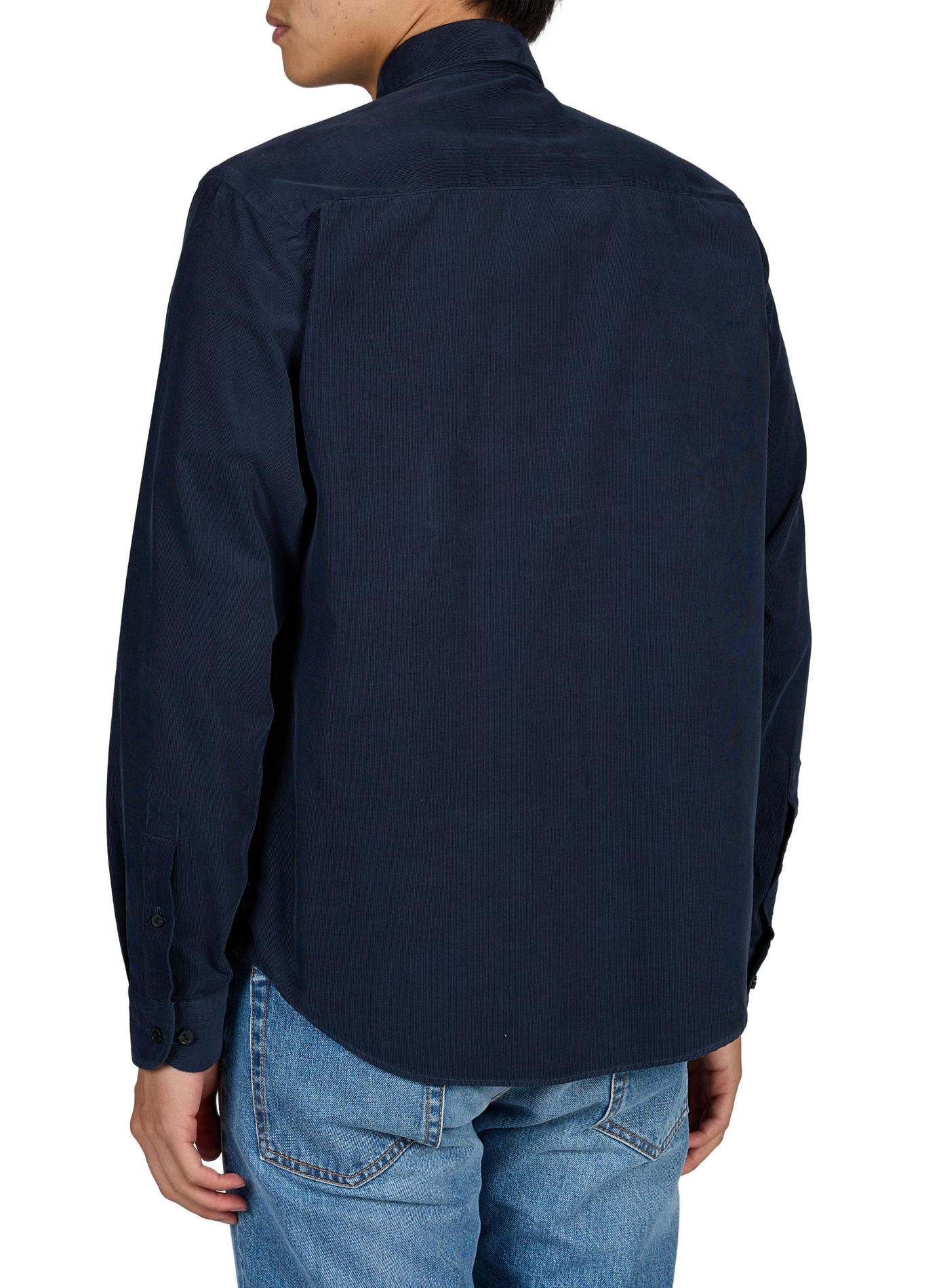 Recht overhemd van katoenen ribfluweel ETON Blauw