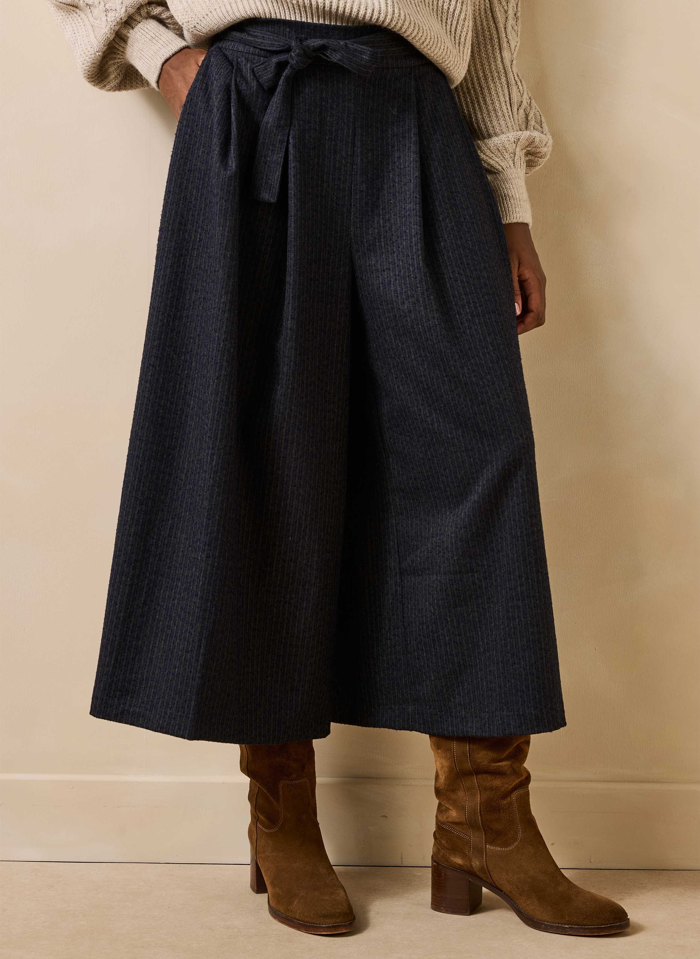 Wijde 7/8-broek met ceintuur LA FEE MARABOUTEE Grijs