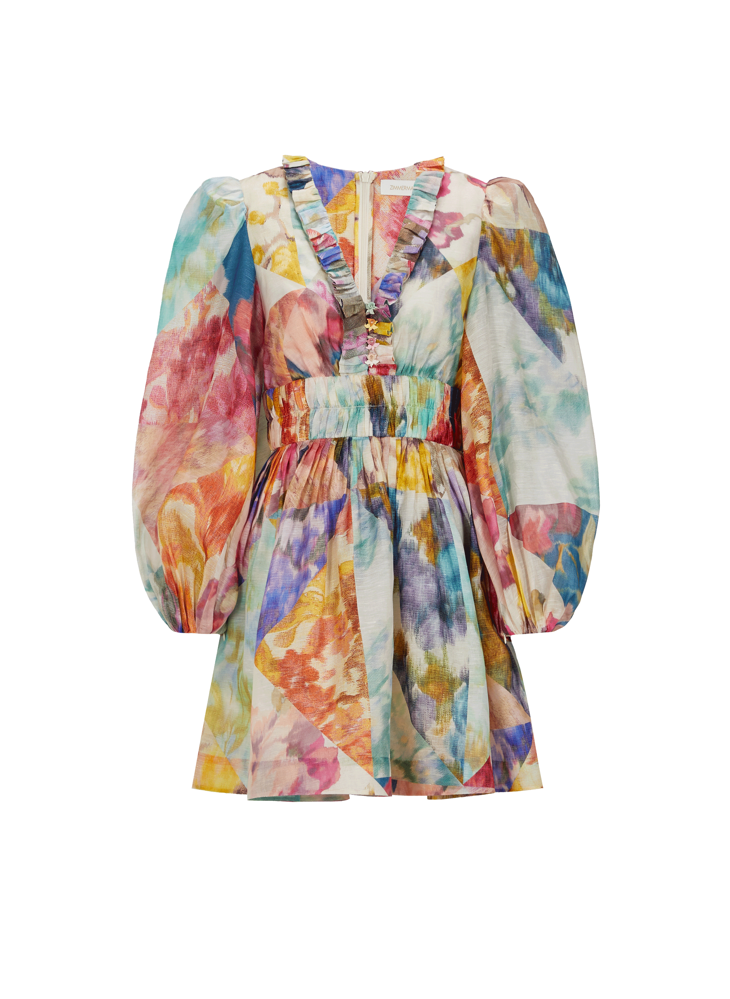 Robe courte en lin et soie