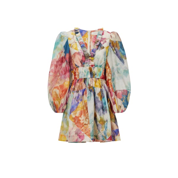 Robe courte en lin et soie