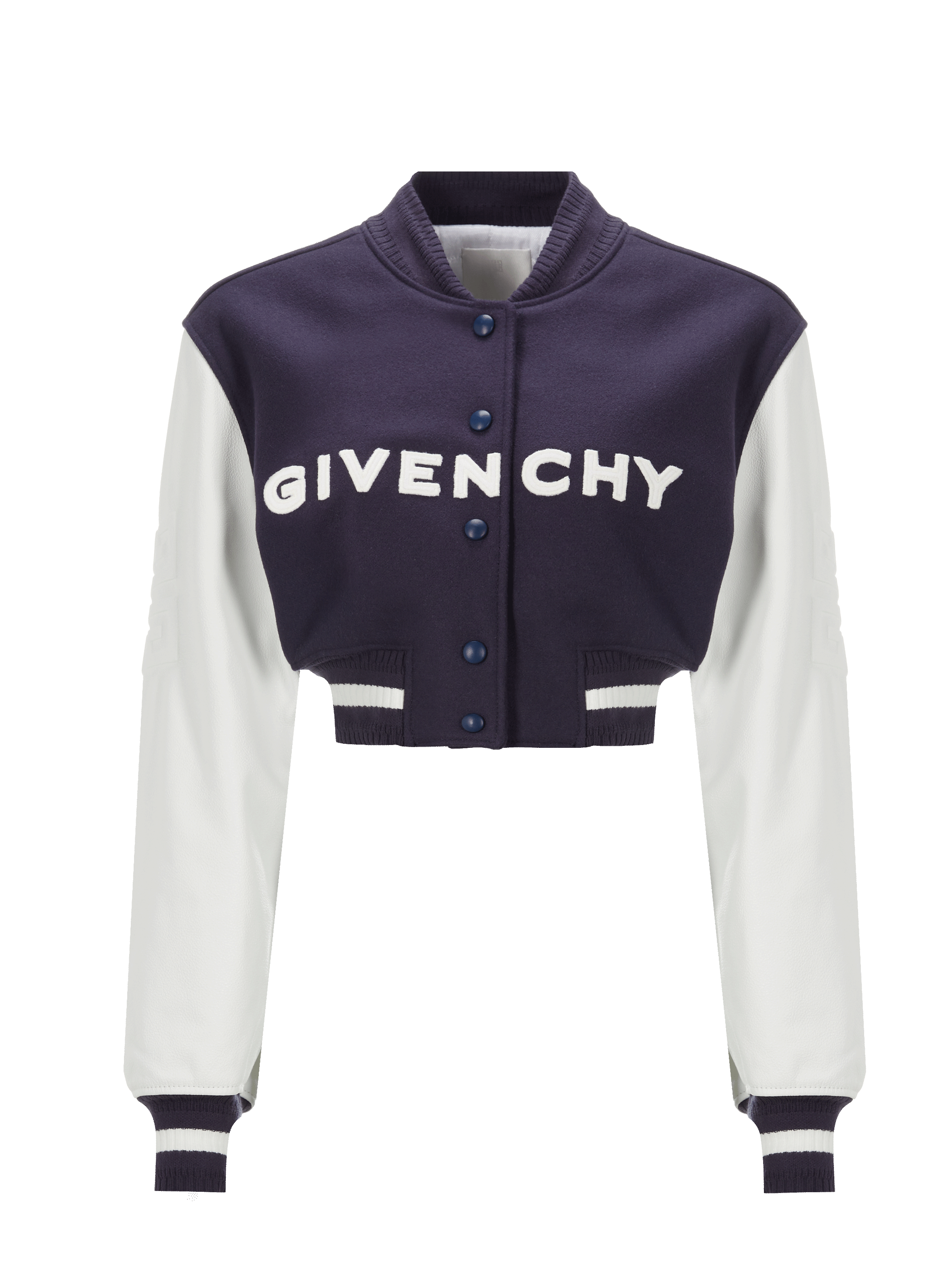 GIVENCHY 4G cropped wool and leather varsity jacket Multicolour