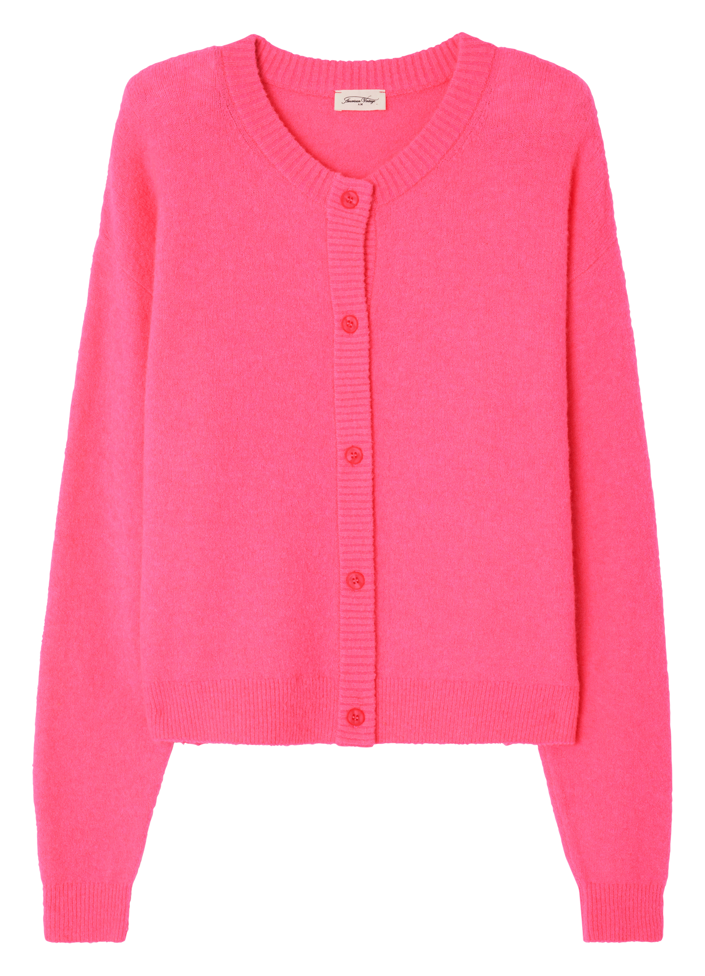 Gilet oversize col rond boutonné damsville AMERICAN VINTAGE Rose