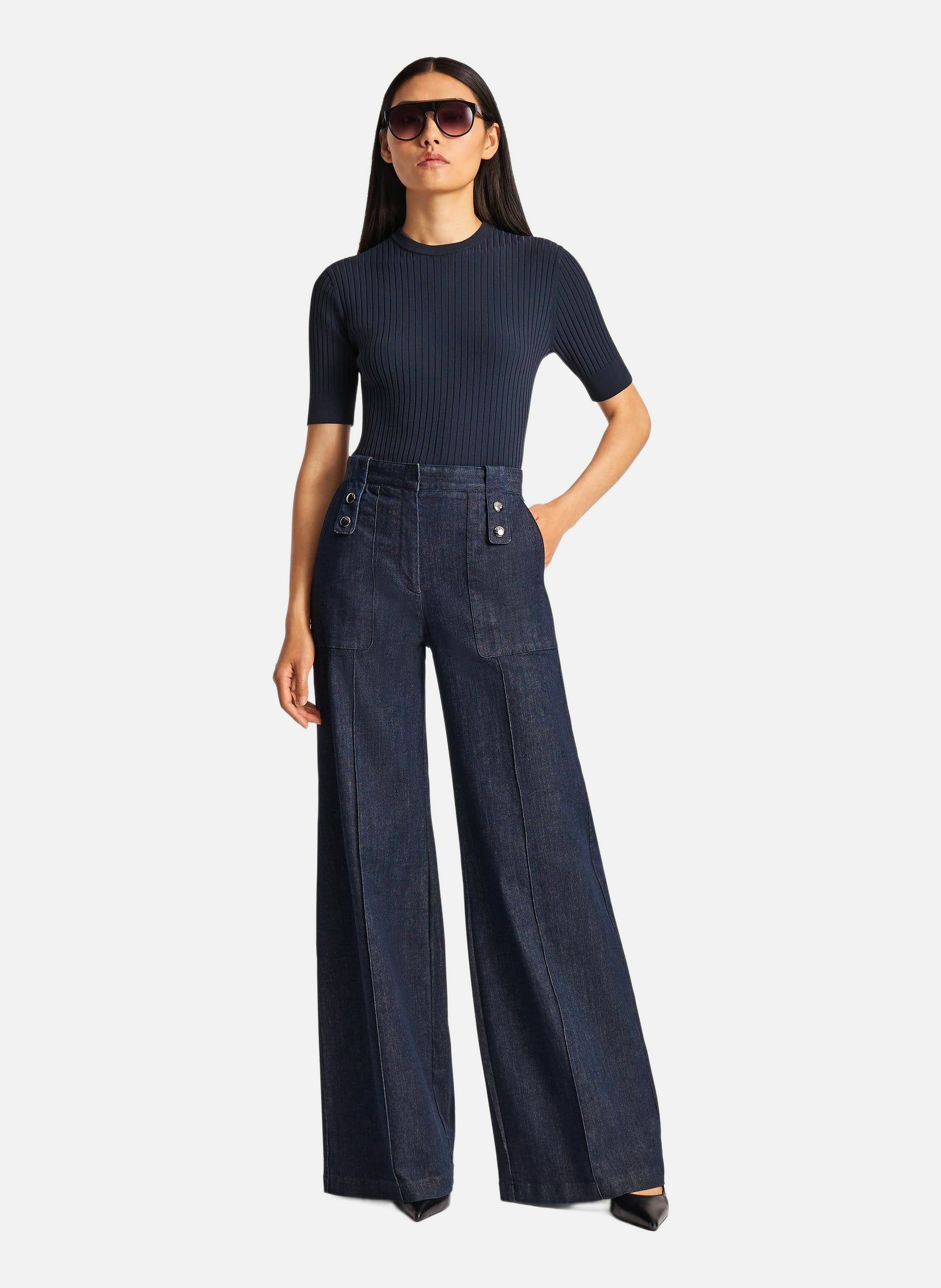 T-shirt manches courtes jadou col rond coupe ajustée FUSALP Bleu