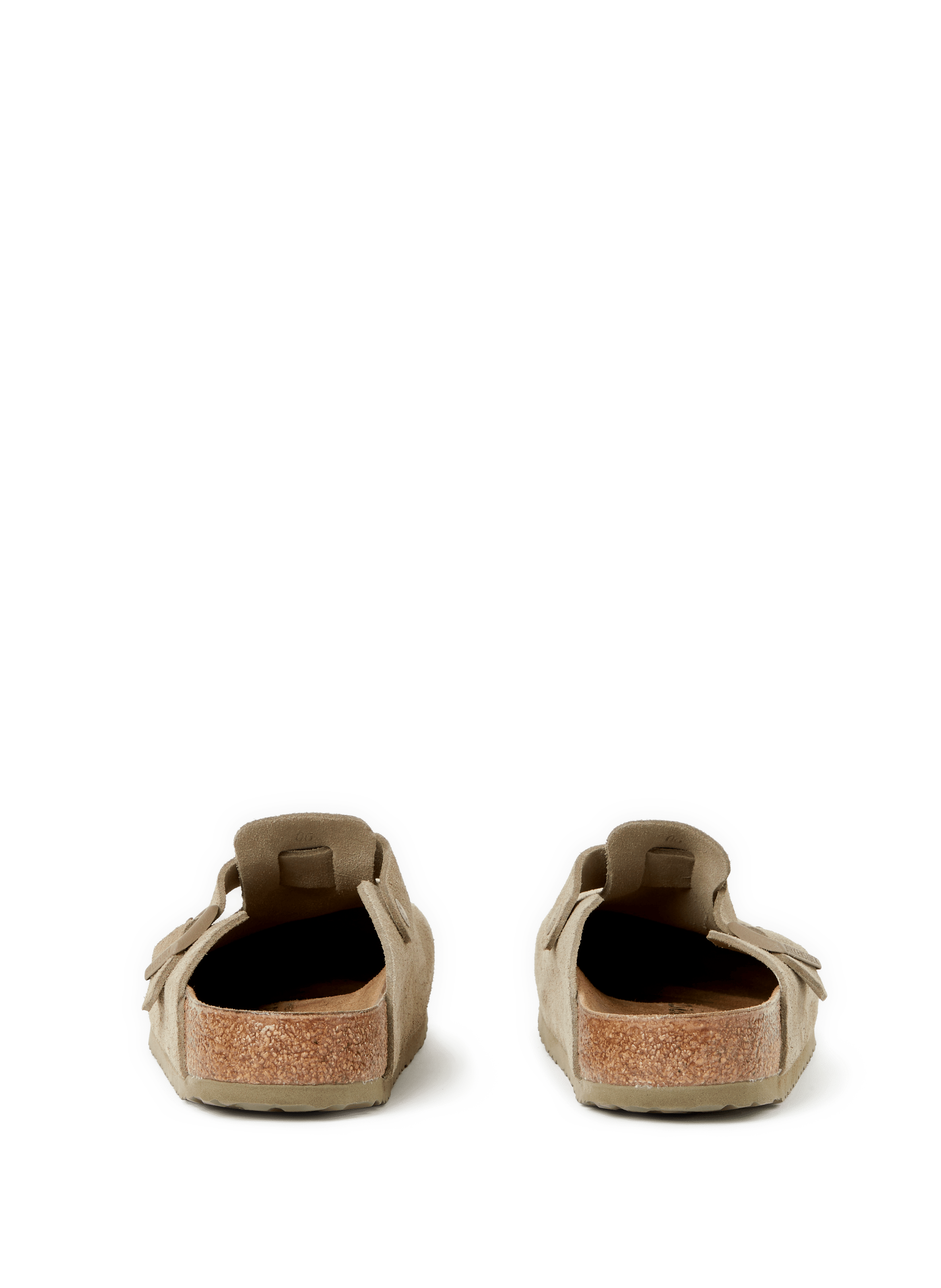 Mules plates en cuir velours BIRKENSTOCK Beige