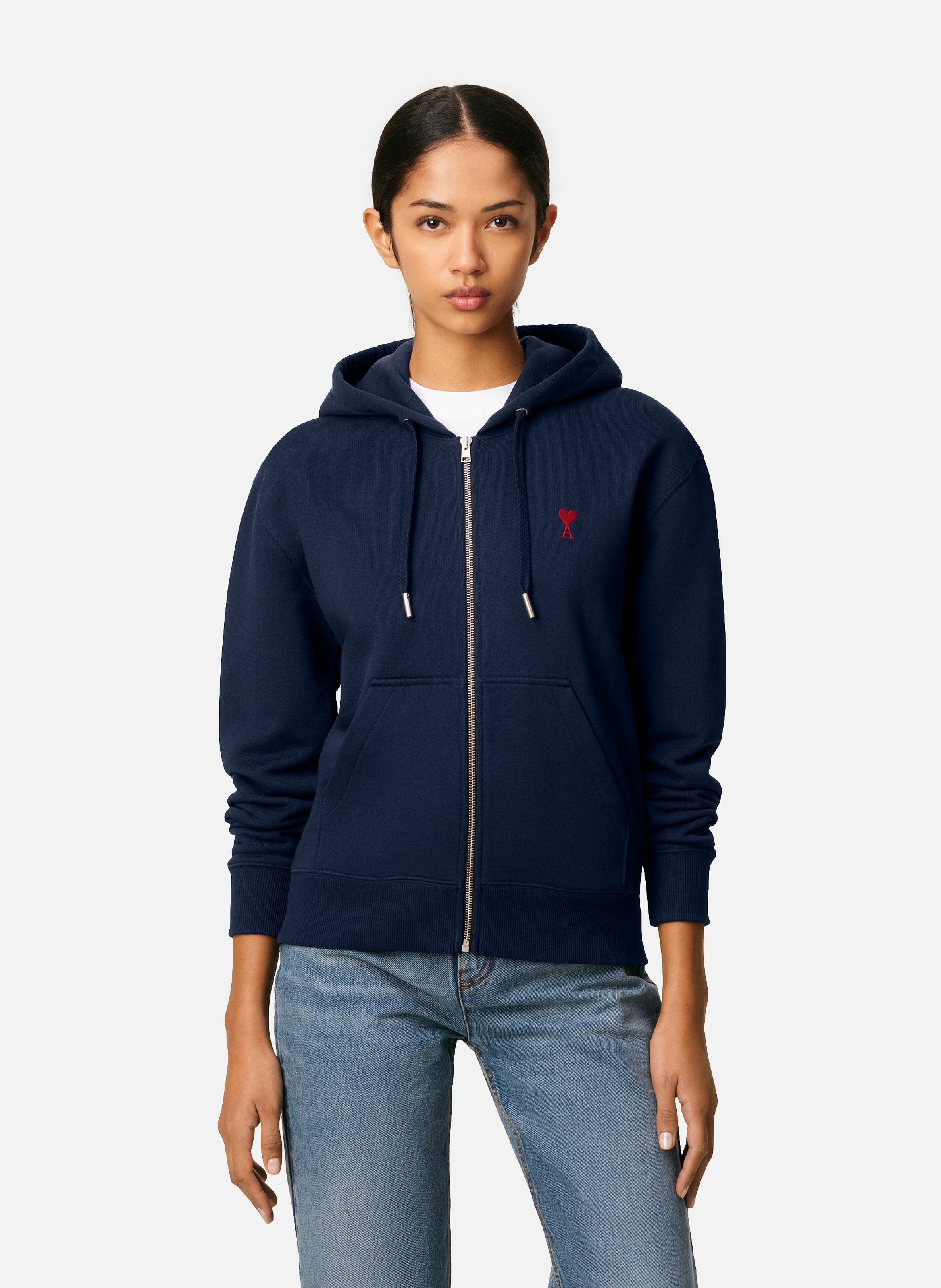 Hoodie zippé ami de coeur rouge unisexe AMI PARIS Bleu