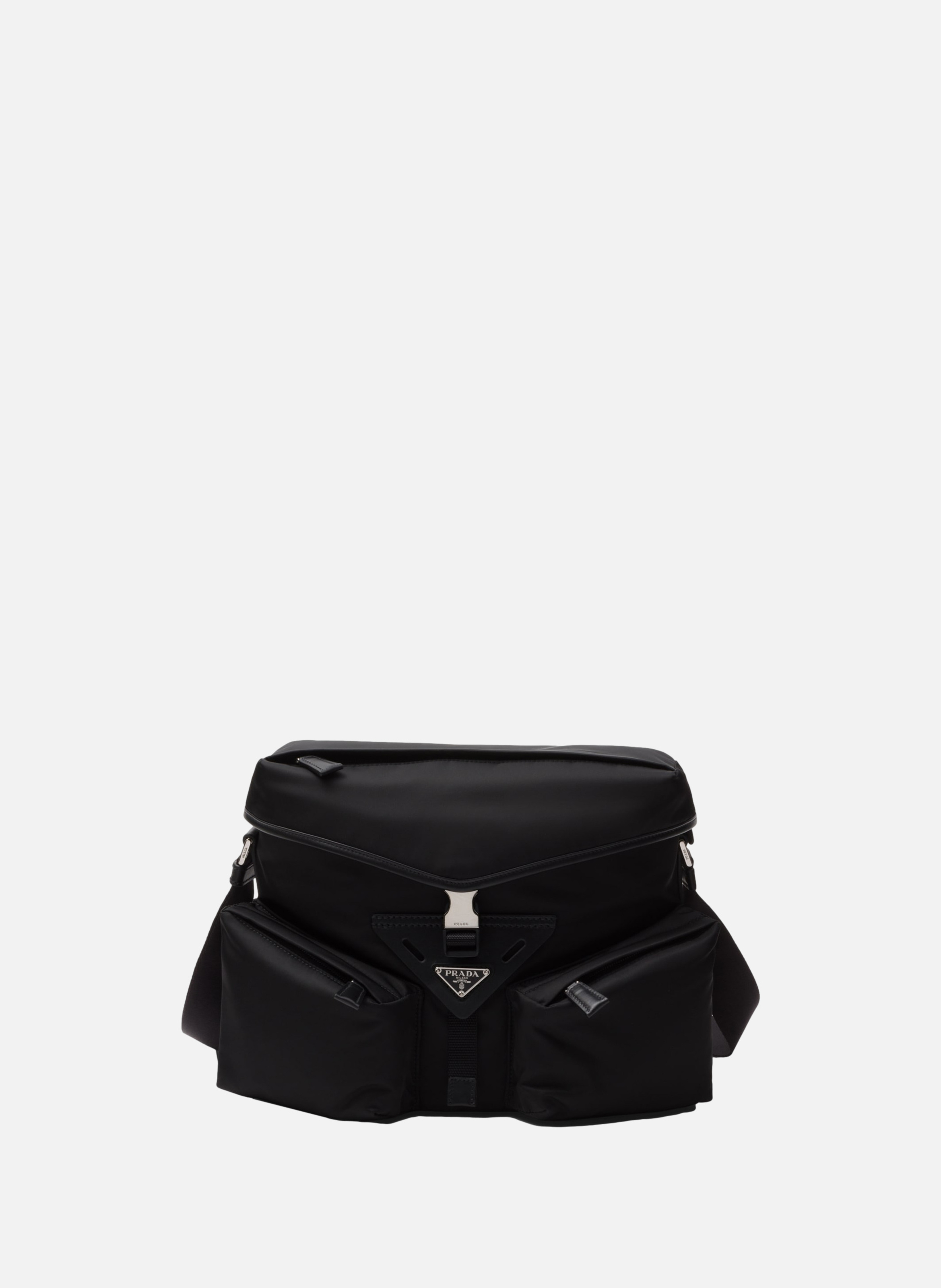 Sac porté épaule en re-nylon et cuir PRADA Noir