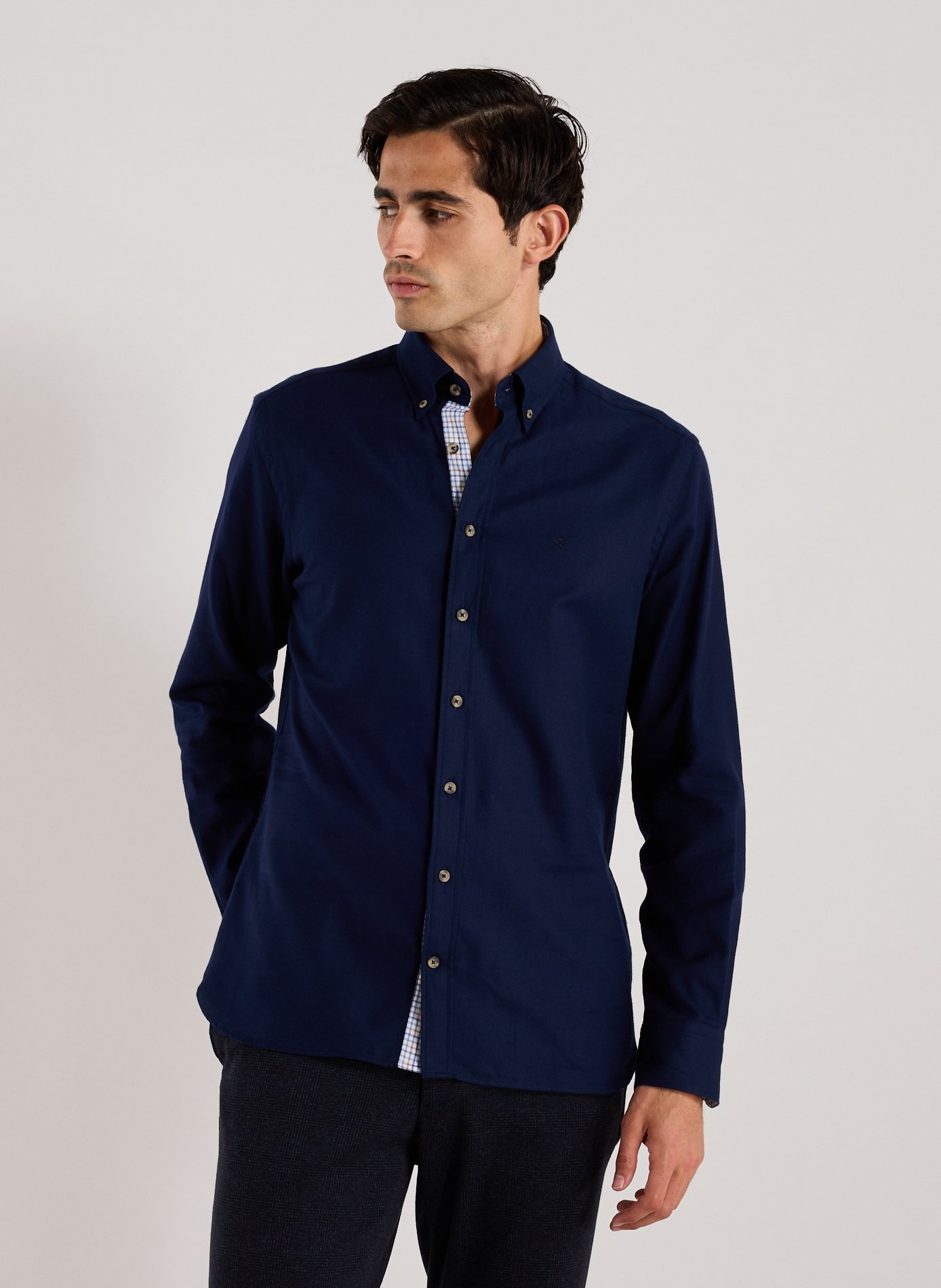 HACKETT Chemise unie à col américain en coton Bleu
