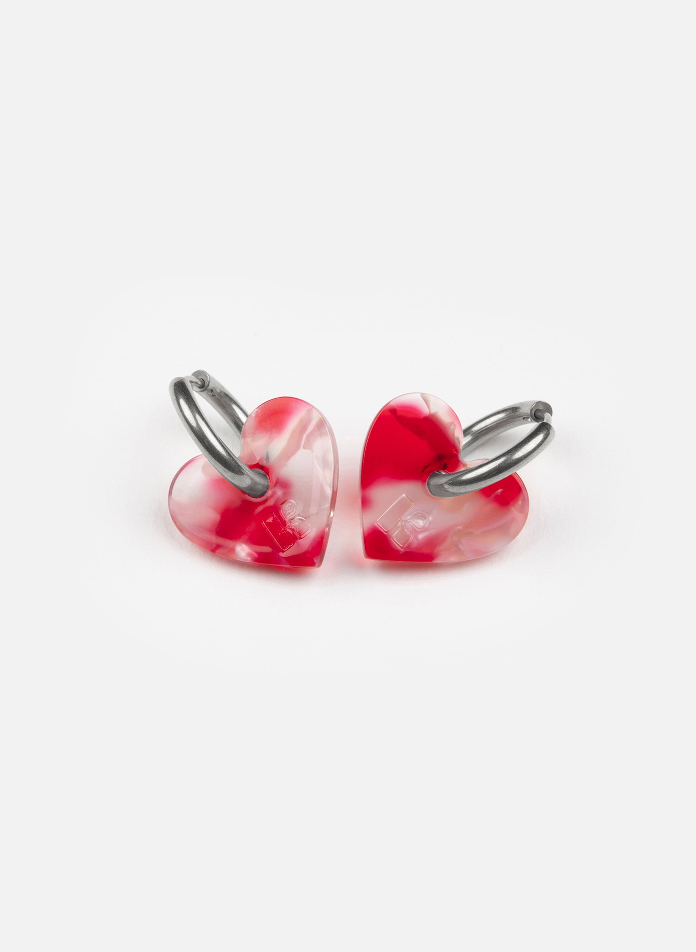 Boucles d'oreilles lova lova avec anneaux en acier inoxydable argenté KURAGE GINZA Rouge