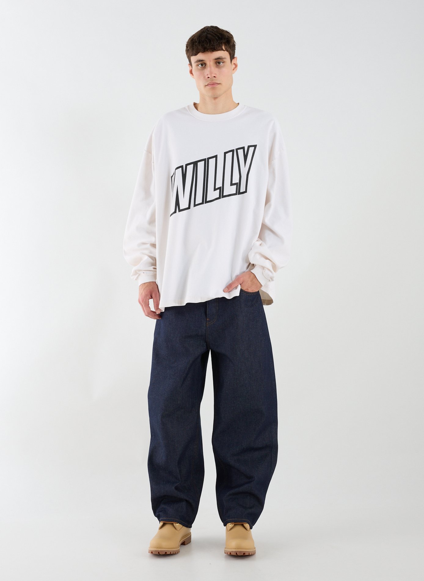 Pull large à col rond en coton WILLY CHAVARRIA Blanc