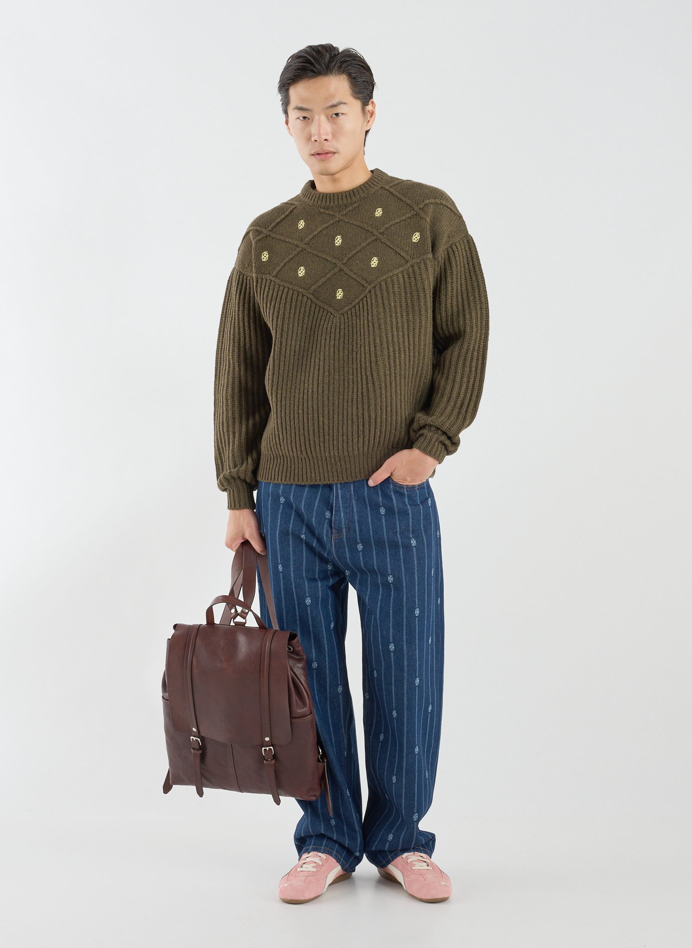 Sac à dos en cuir de vachette IL BISONTE Marron