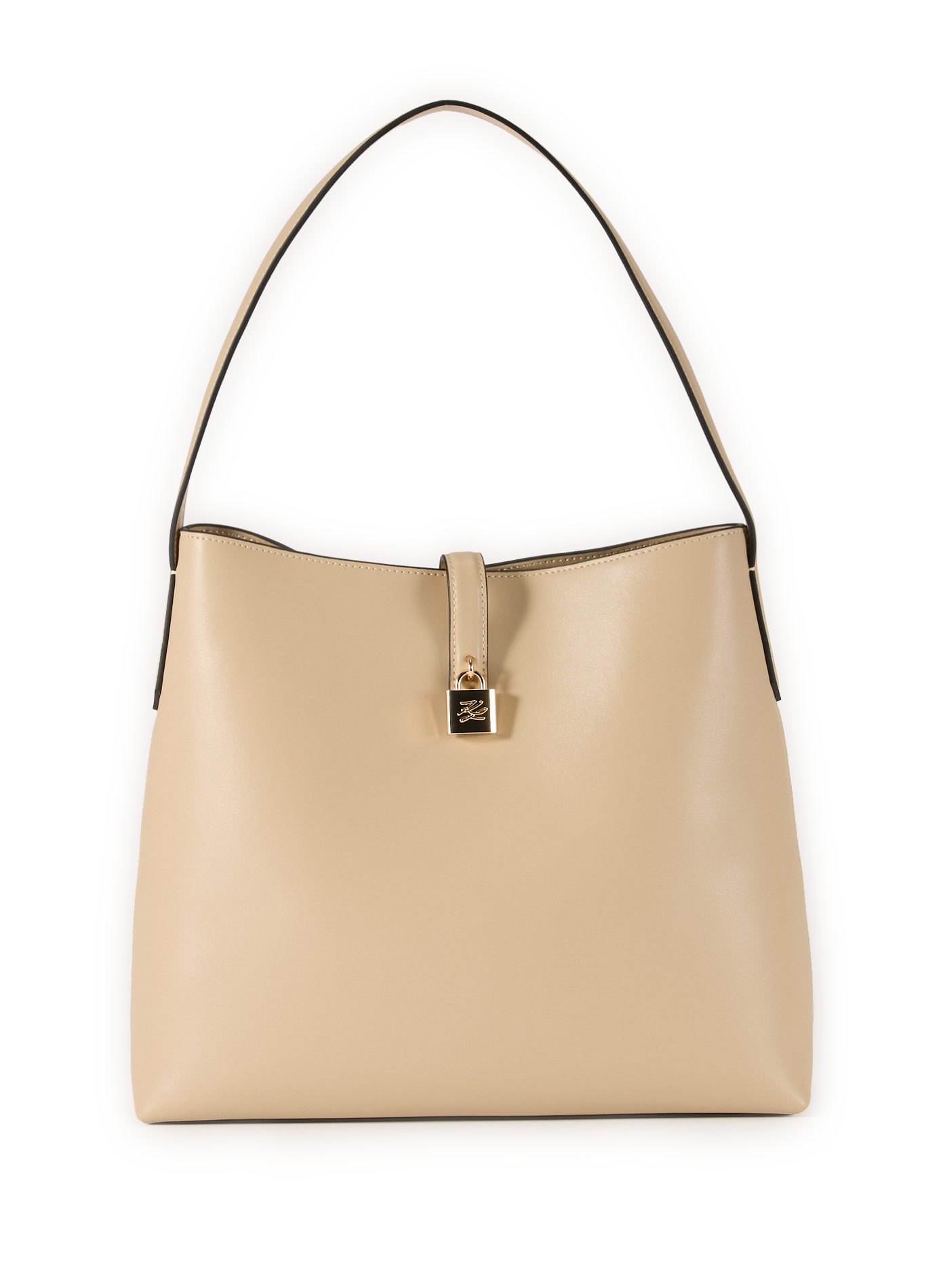 Leather shoulder bag KARL LAGERFELD Beige