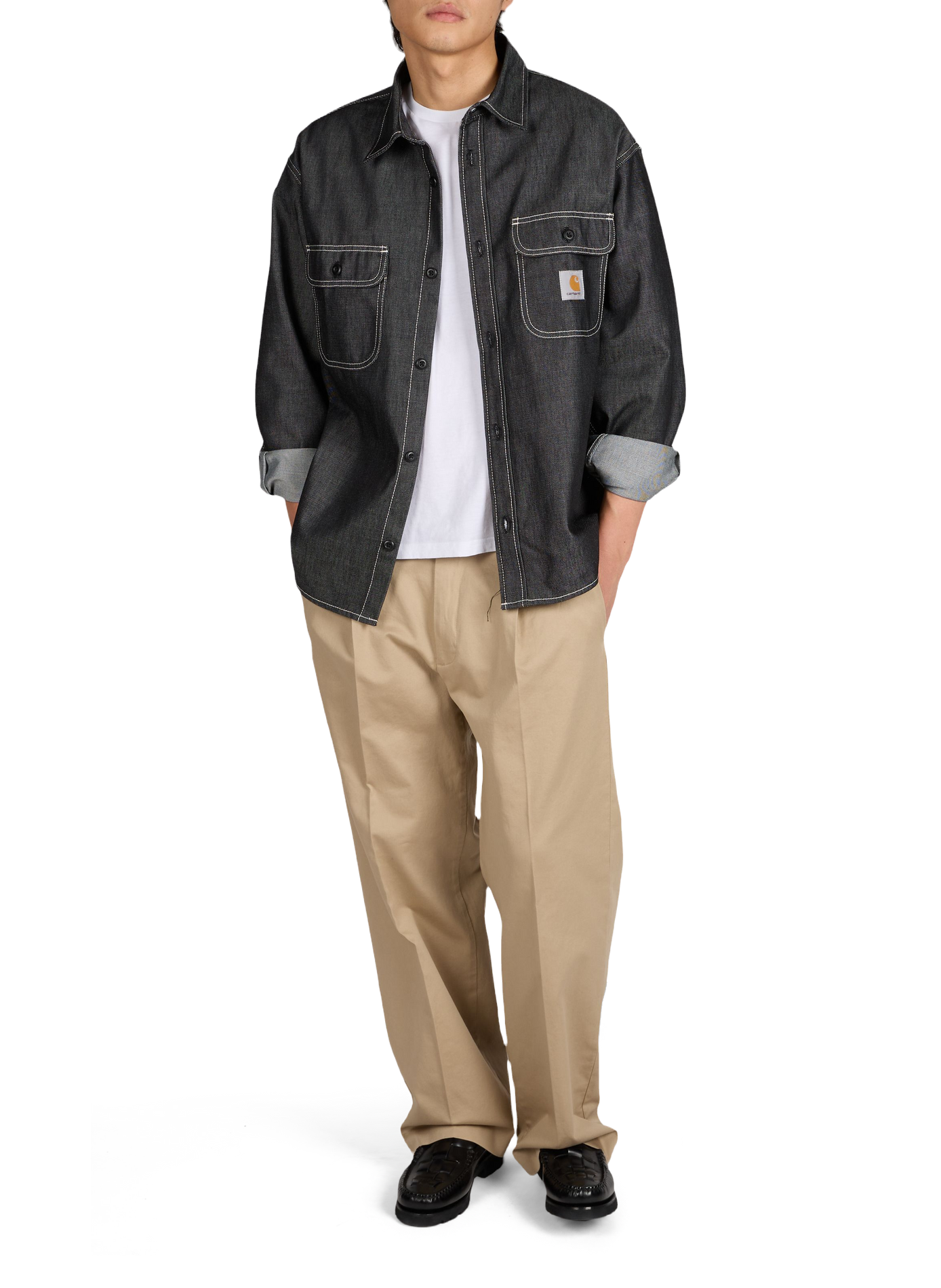 Oversized shirt with classic collar in blended cotton CARHARTT WIP Black