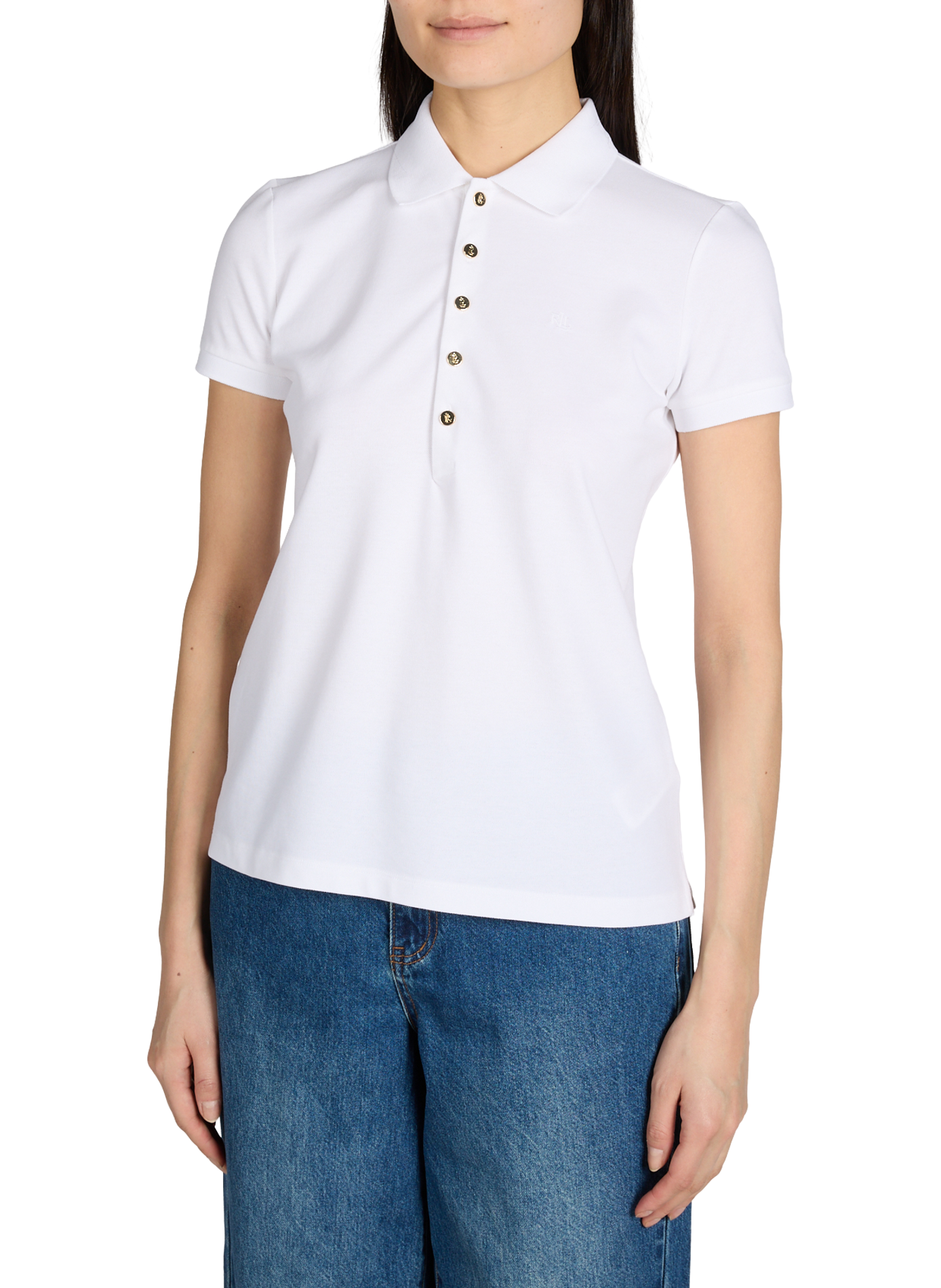 Cotton-blend polo shirt LAUREN White