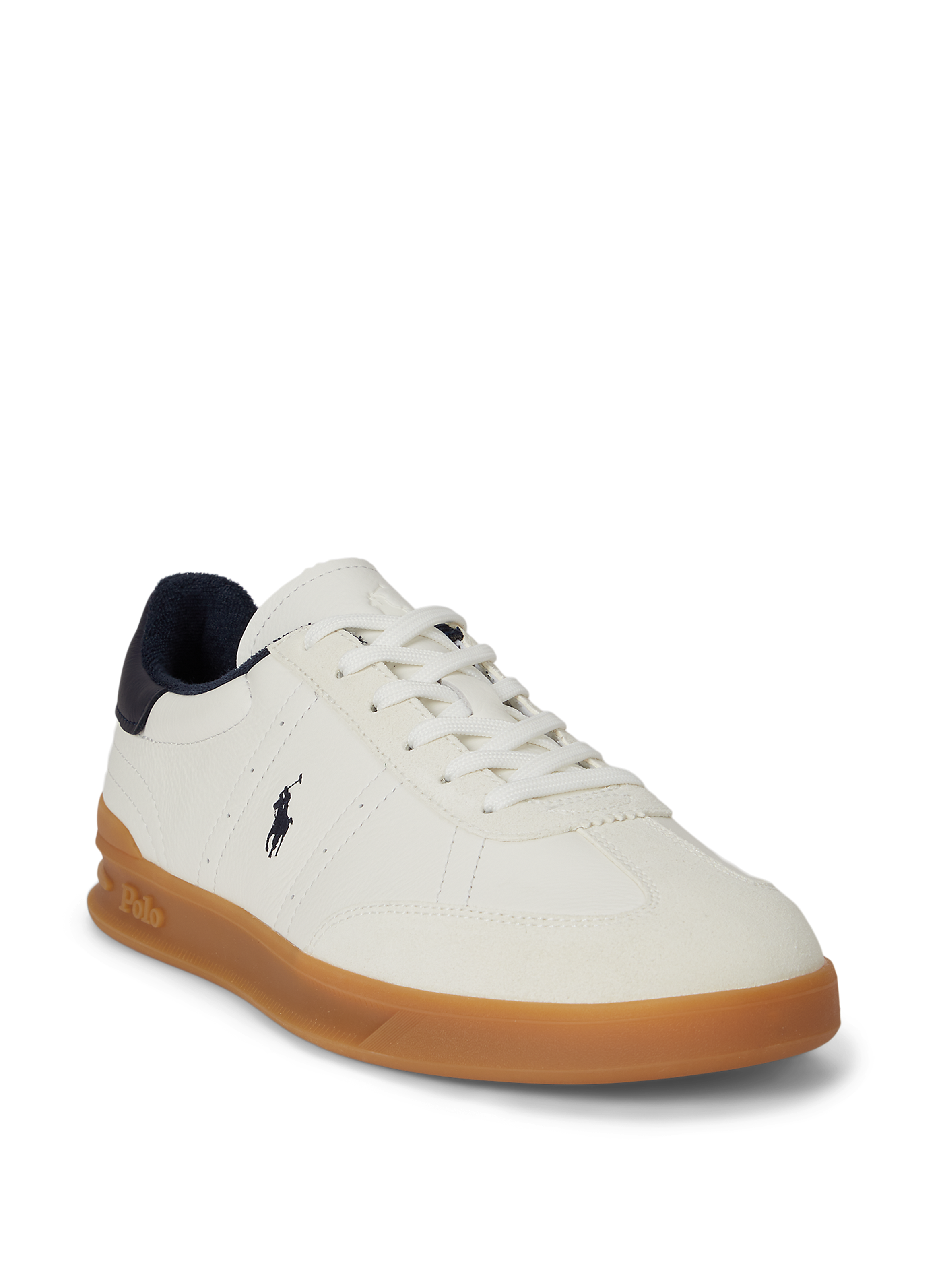 Low-top sneakers embroidered in cowhide leather POLO RALPH LAUREN White