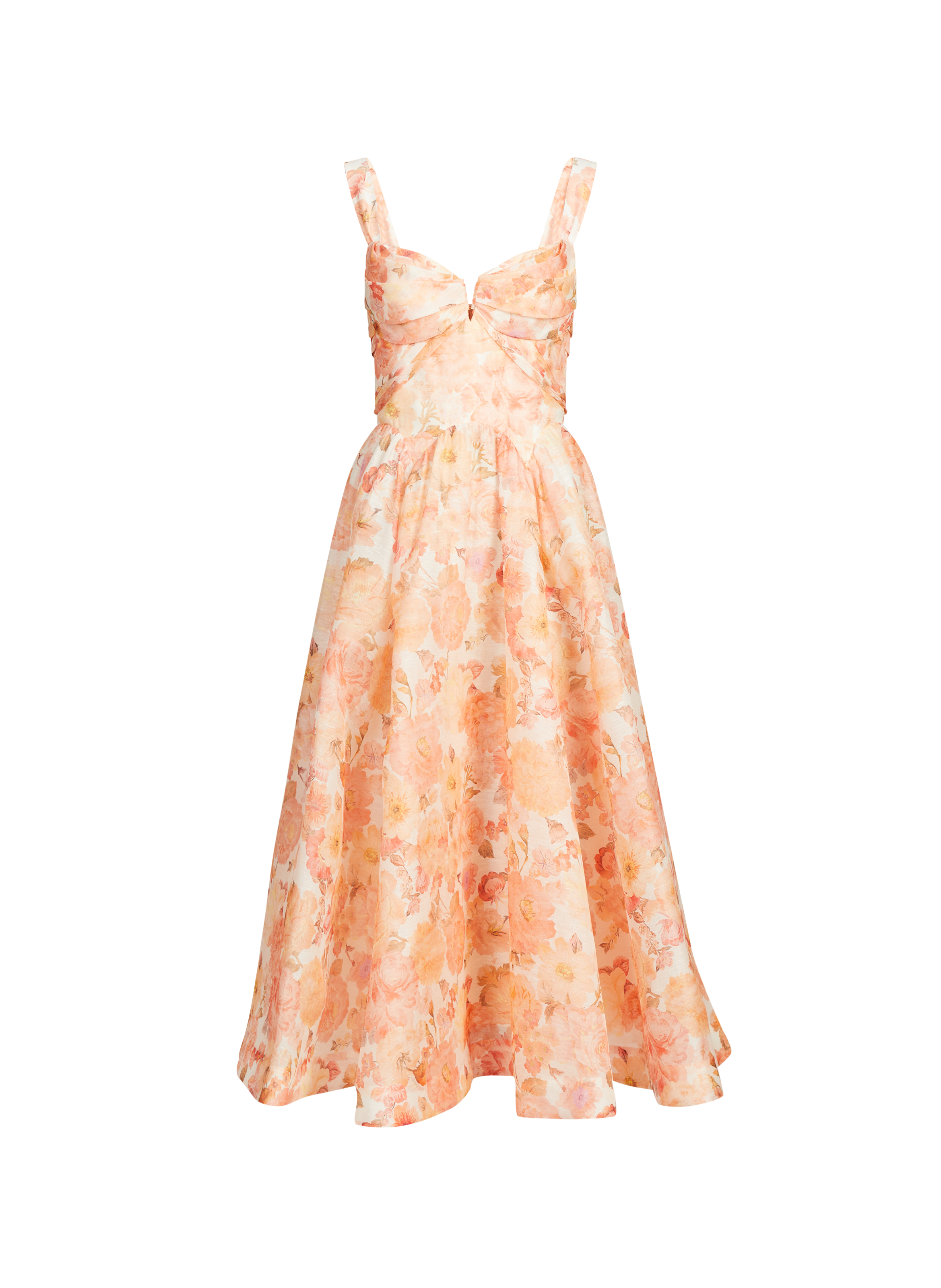 Robe midi drapée Rebellion en lin et soie ZIMMERMANN Multicolore