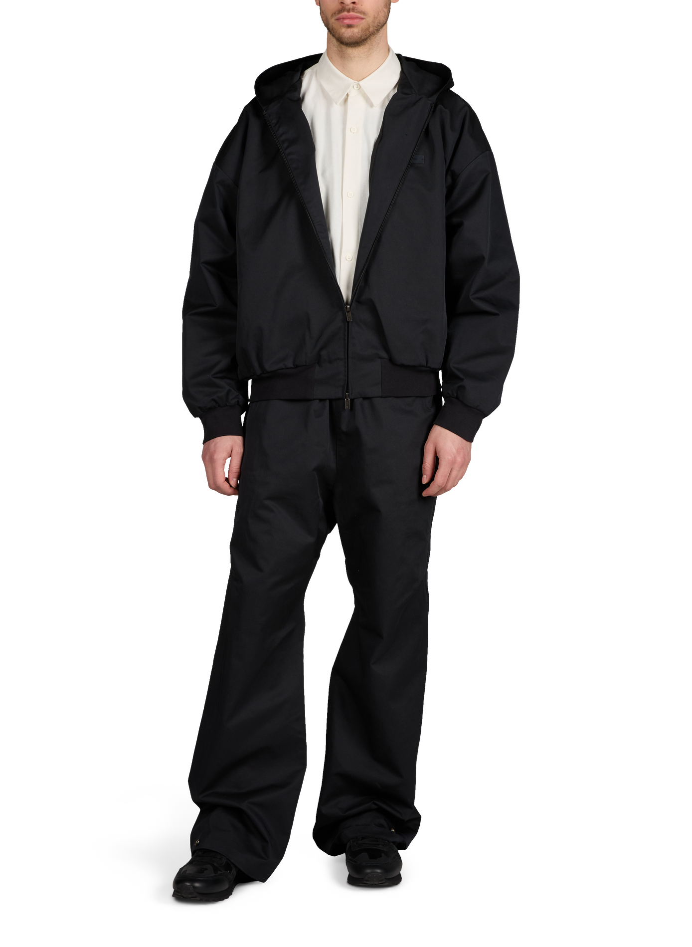 Oversized hooded cotton blend jacket FEAR OF GOD ESSENTIALS Black