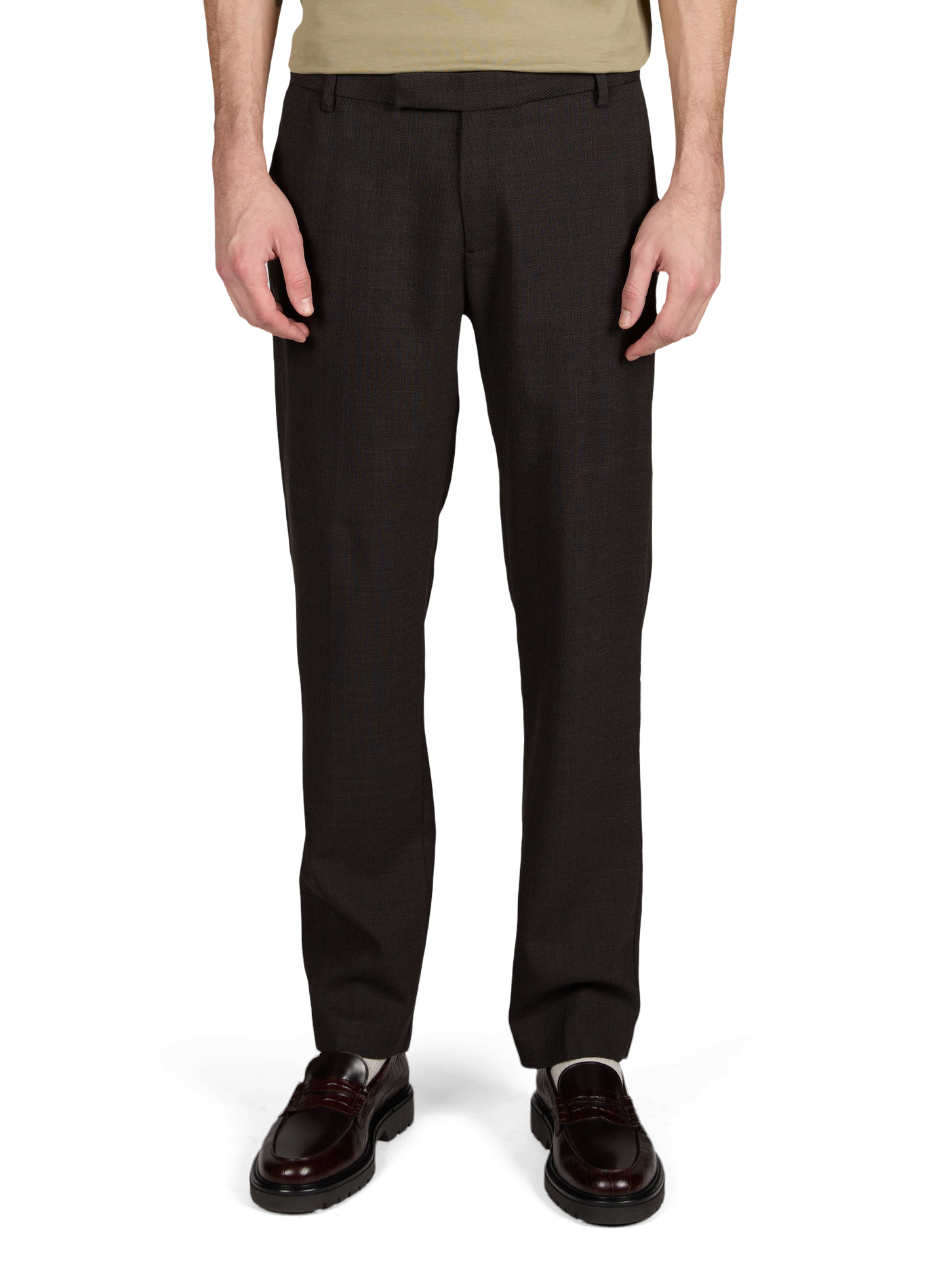 Textured mixed wool trousers SUNSPEL Brown