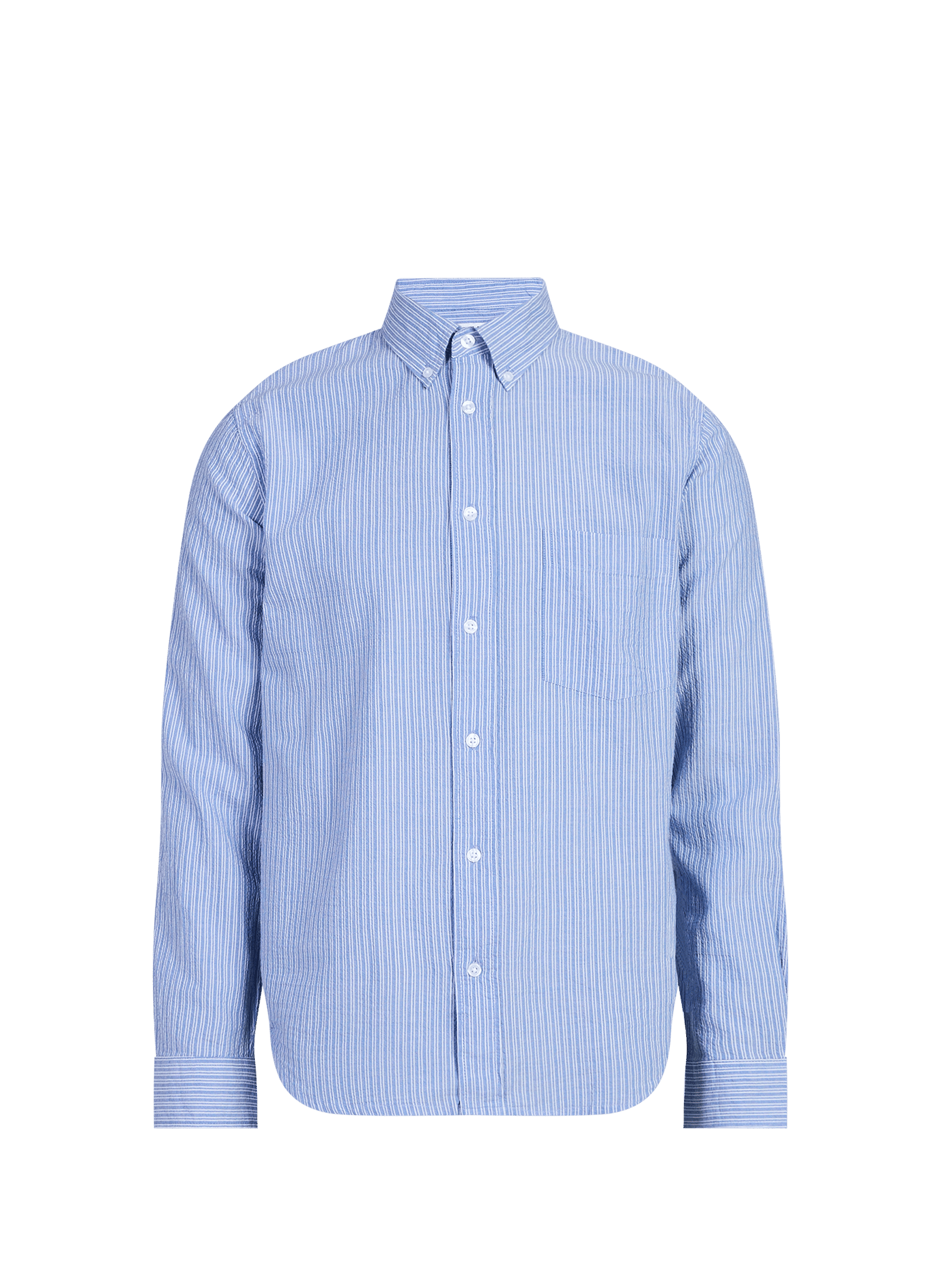 Chemise droite rayée en coton MINIMUM Bleu