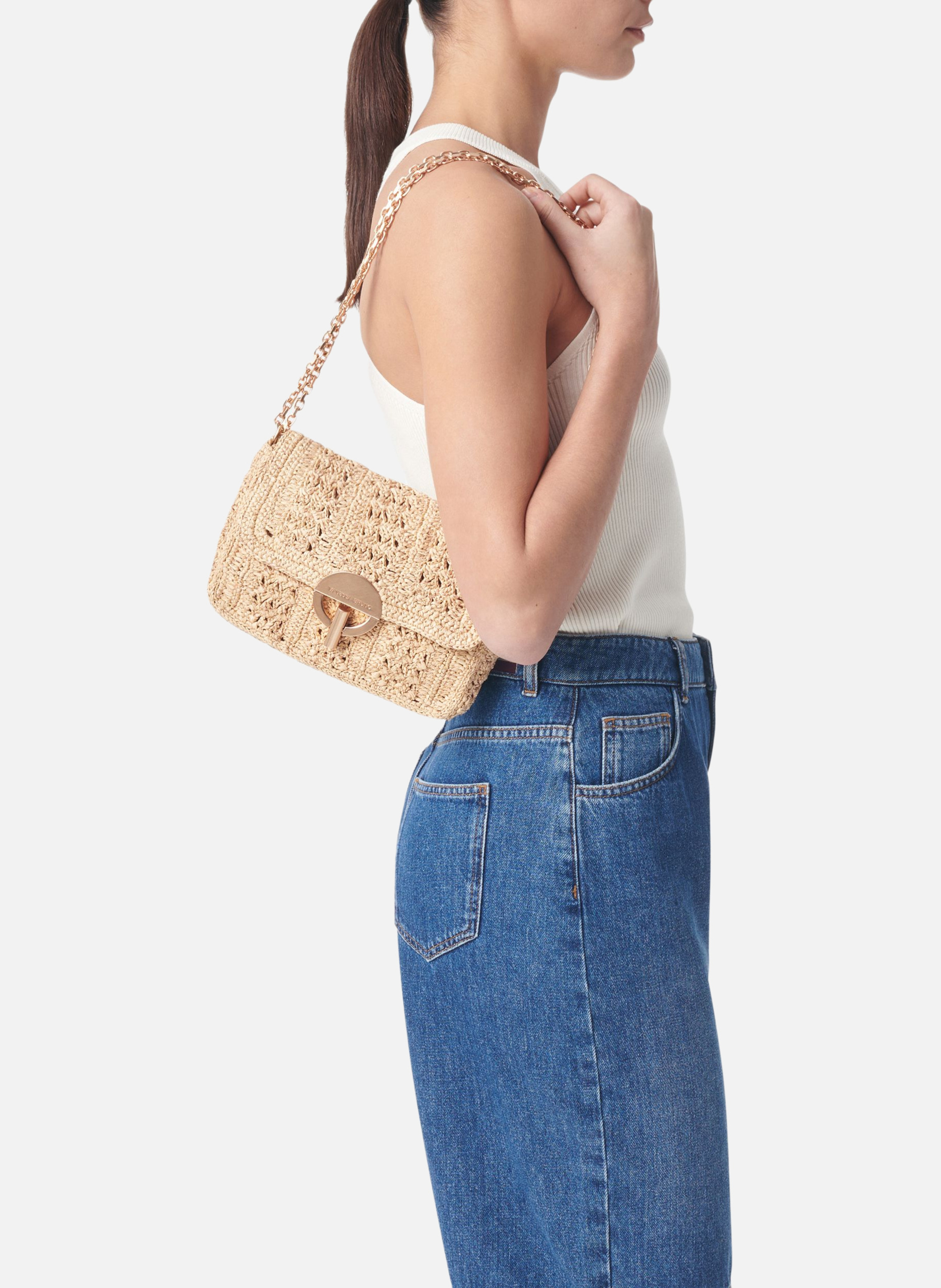 Moyen sac moon en raphia VANESSA BRUNO Beige