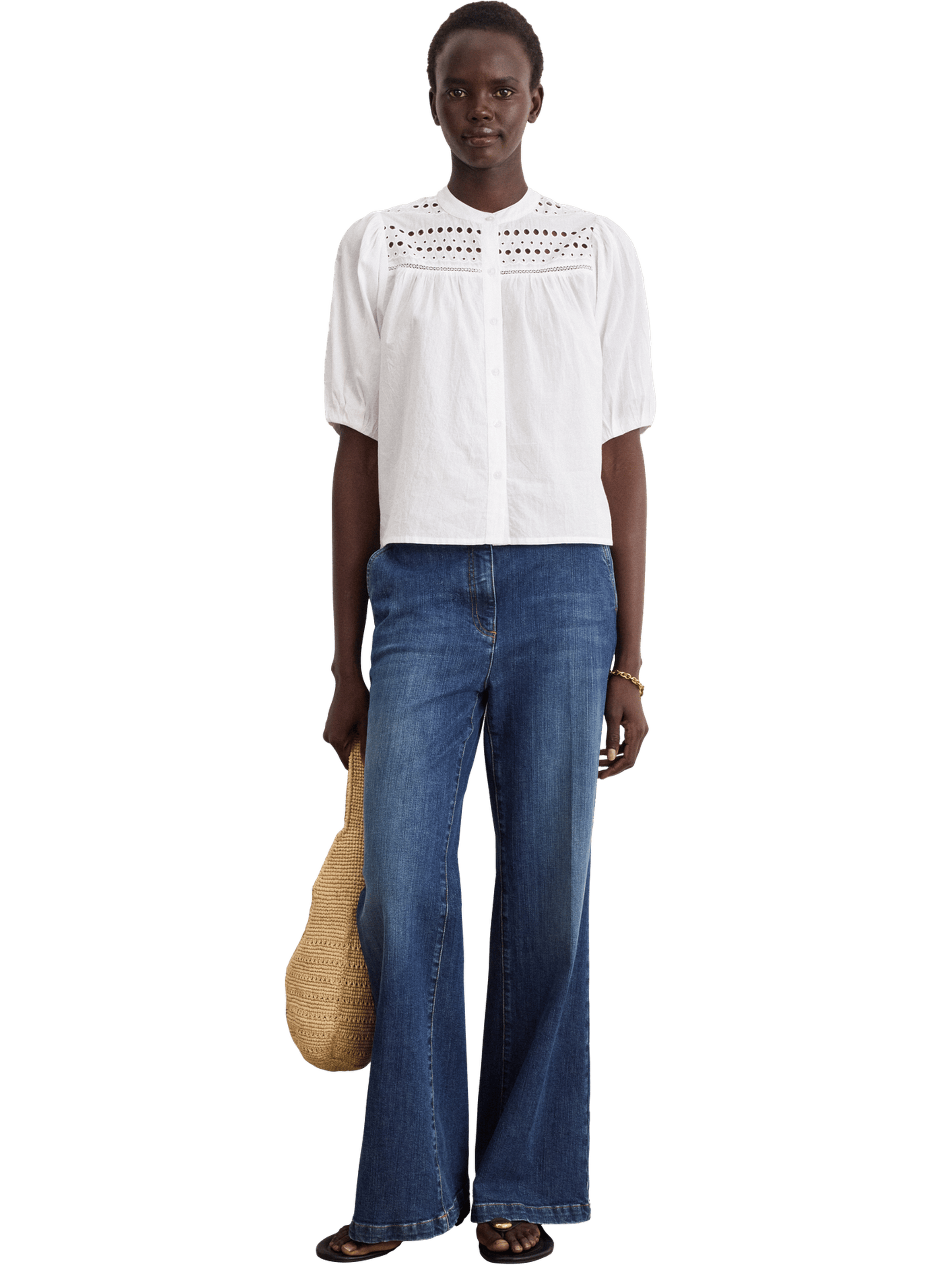 Chemise à motifs ajourés en coton mélangé - christy PABLO Blanc