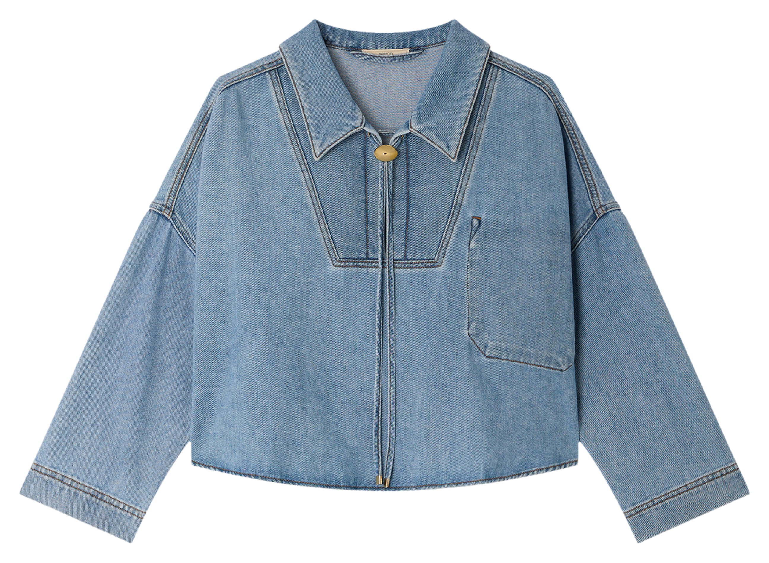 Blouse oversize col classique en coton senetosa SESSUN Bleu