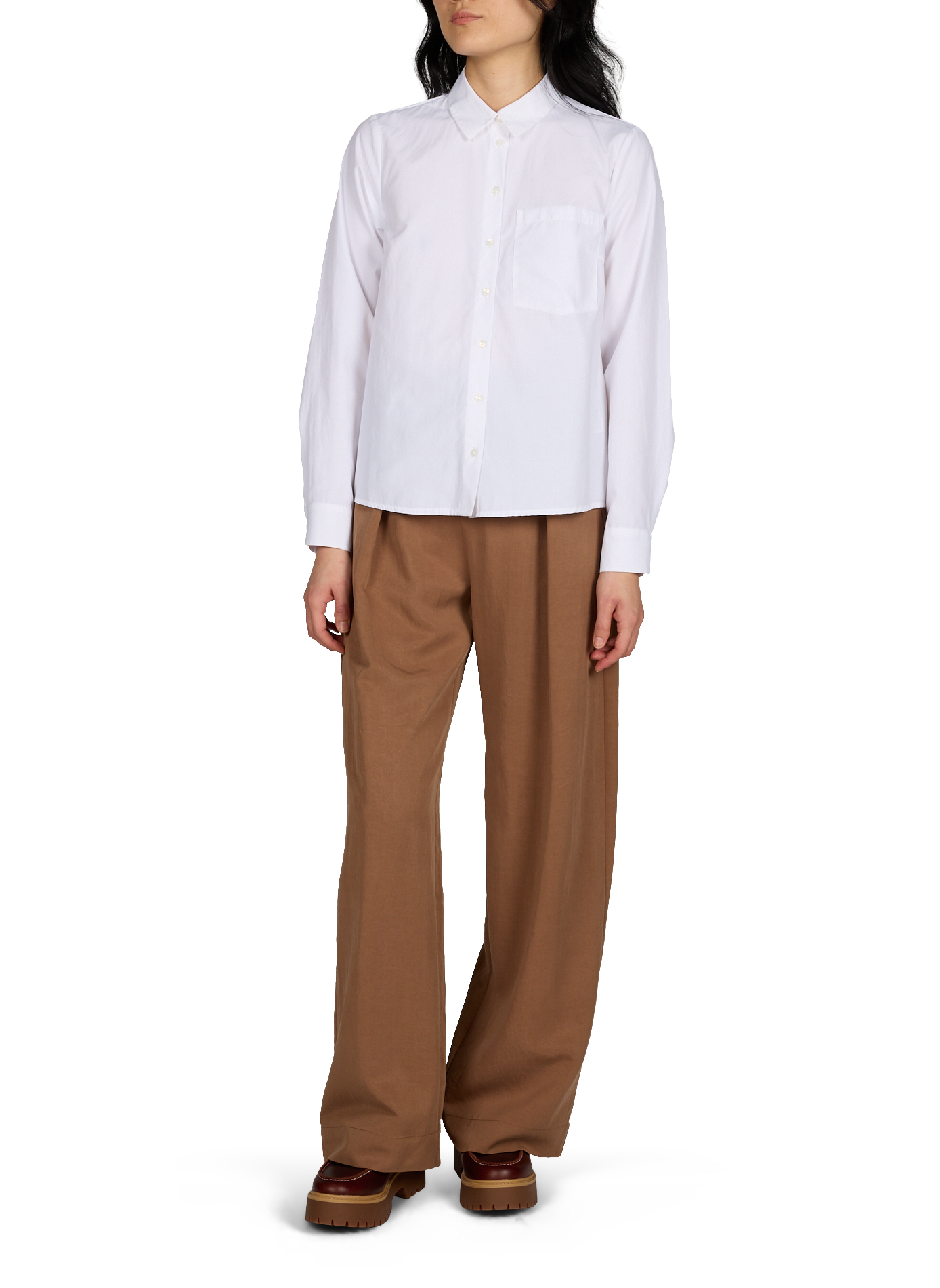 Chemise droite à col classique en coton mélangé VILA Blanc