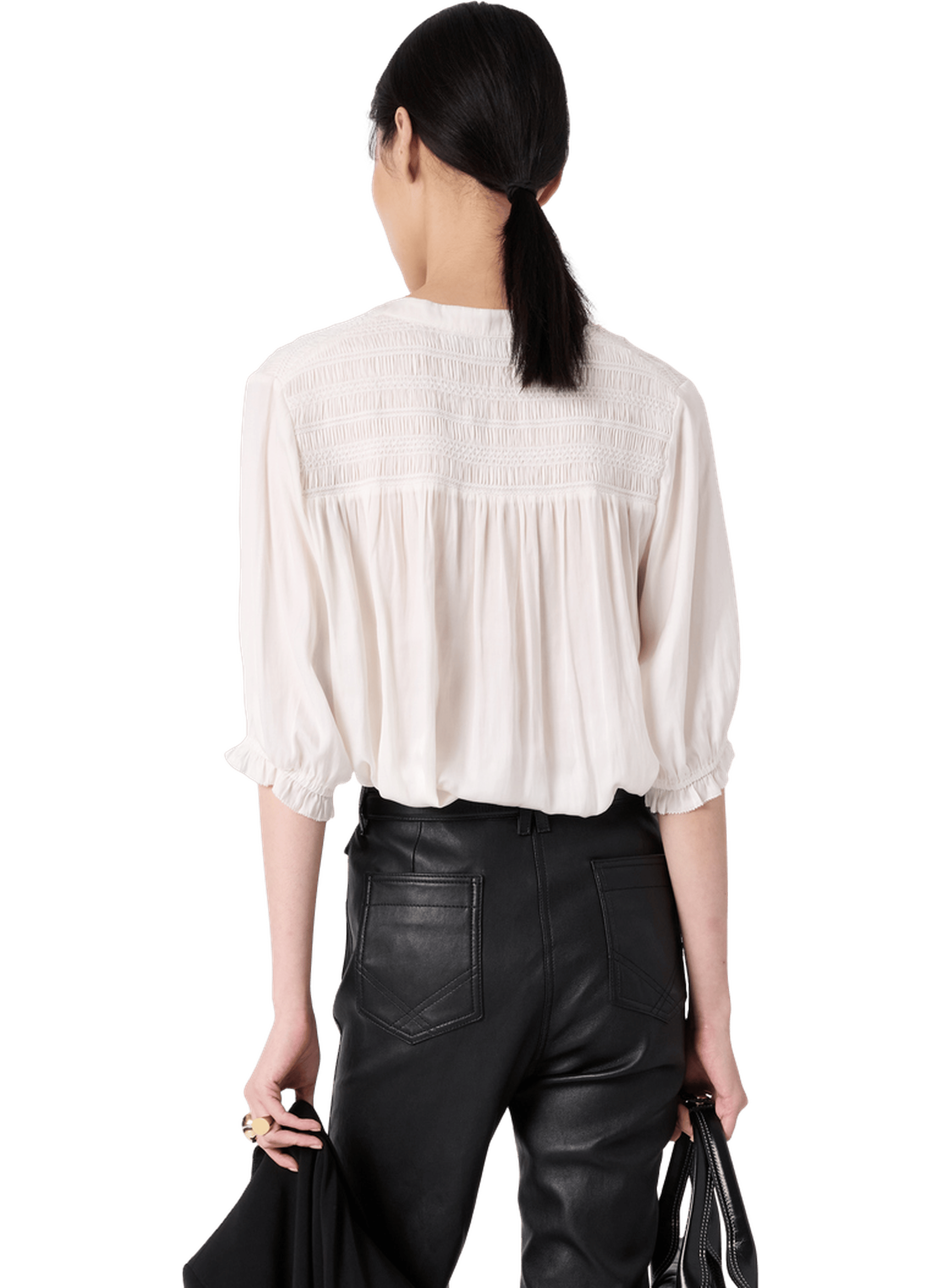 Chemise en satin à smocks - catrine GERARD DAREL Beige