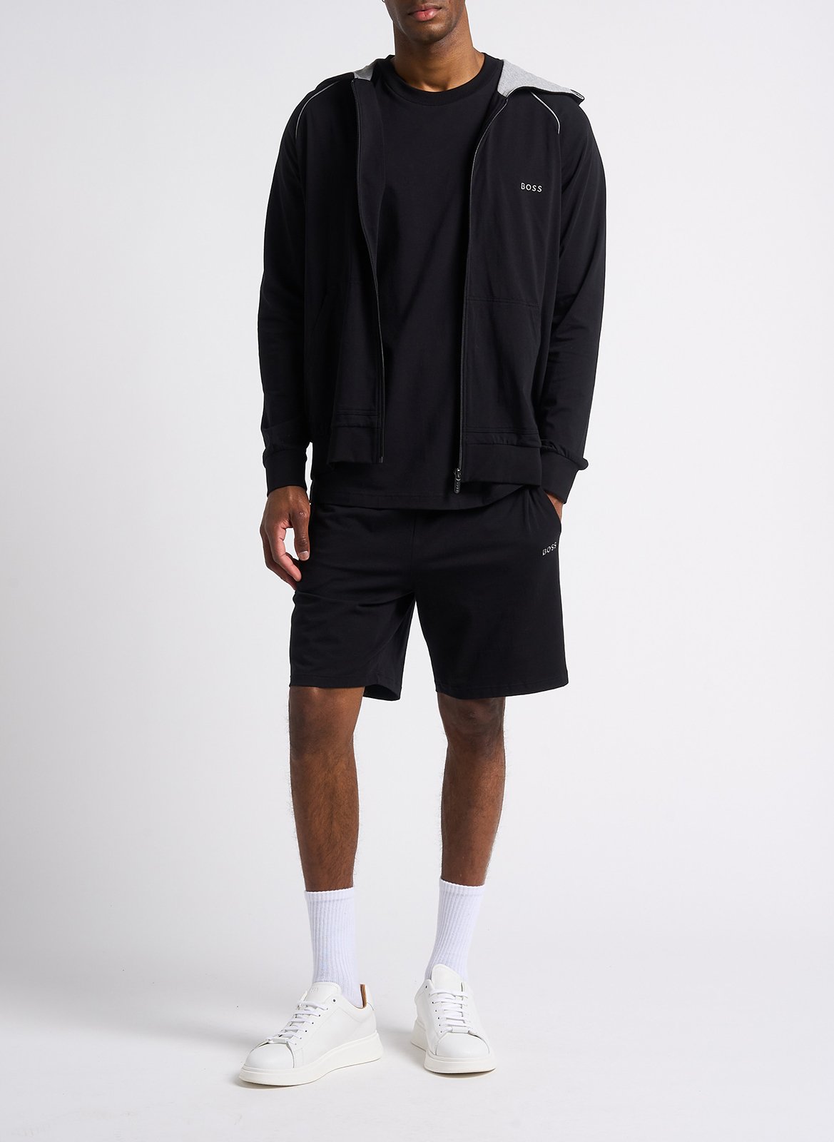 Short de pyjama en coton mélangé BOSS Noir