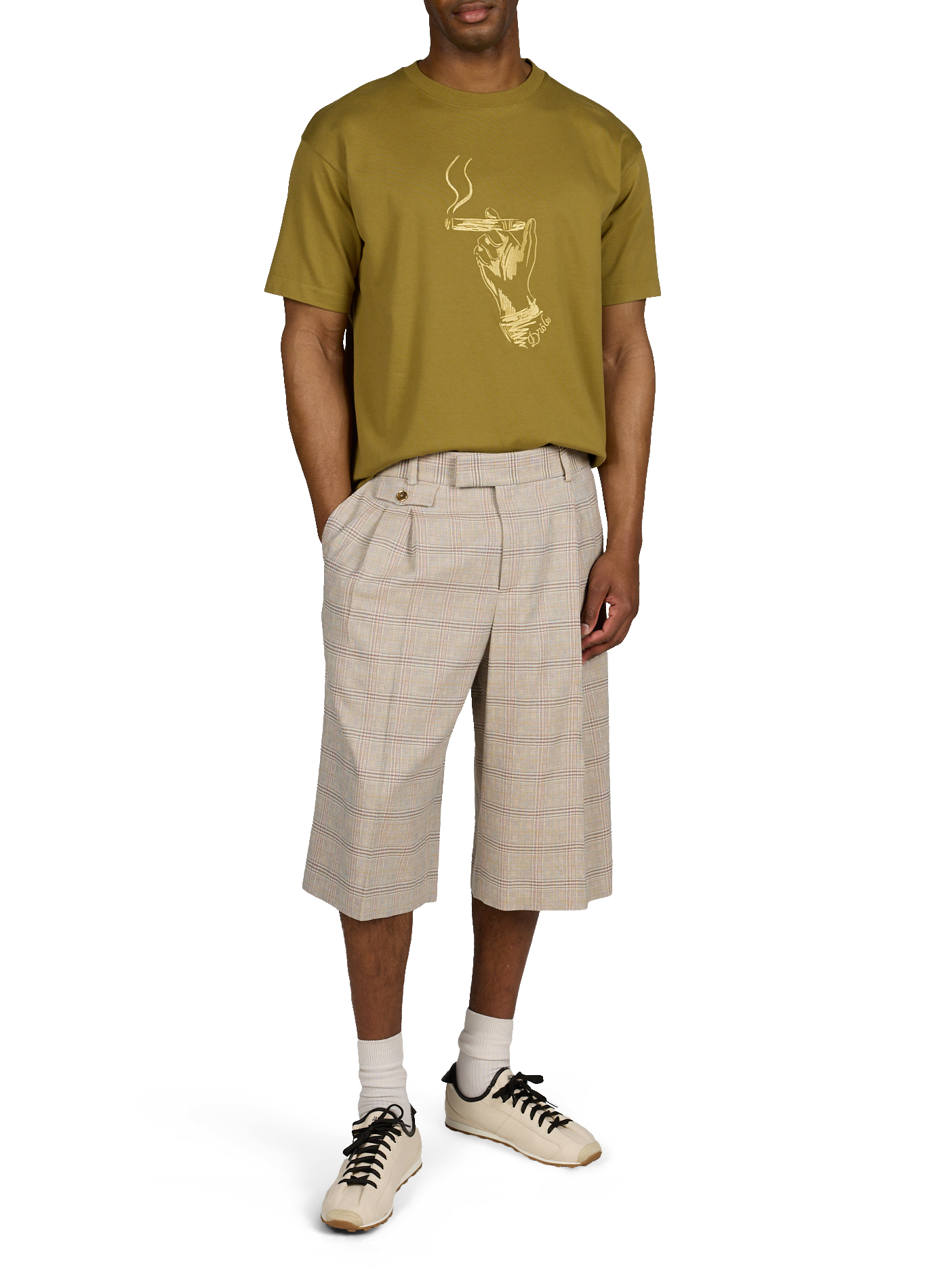 T-shirt Cuba imprimé en coton DROLE DE MONSIEUR Kaki