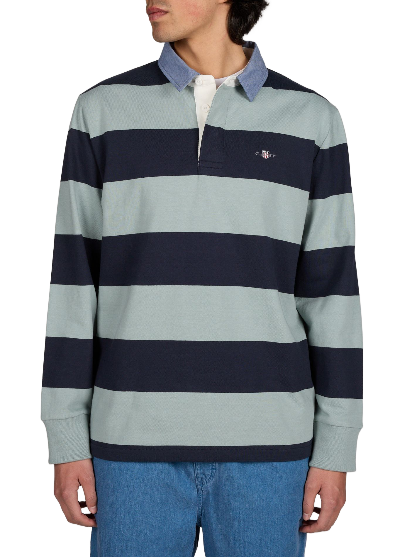 Long-sleeved cotton polo shirt GANT Green