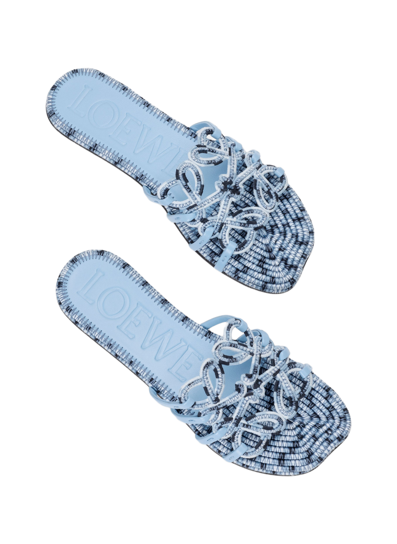 Mules Petal Anagram en toile brodée LOEWE Bleu