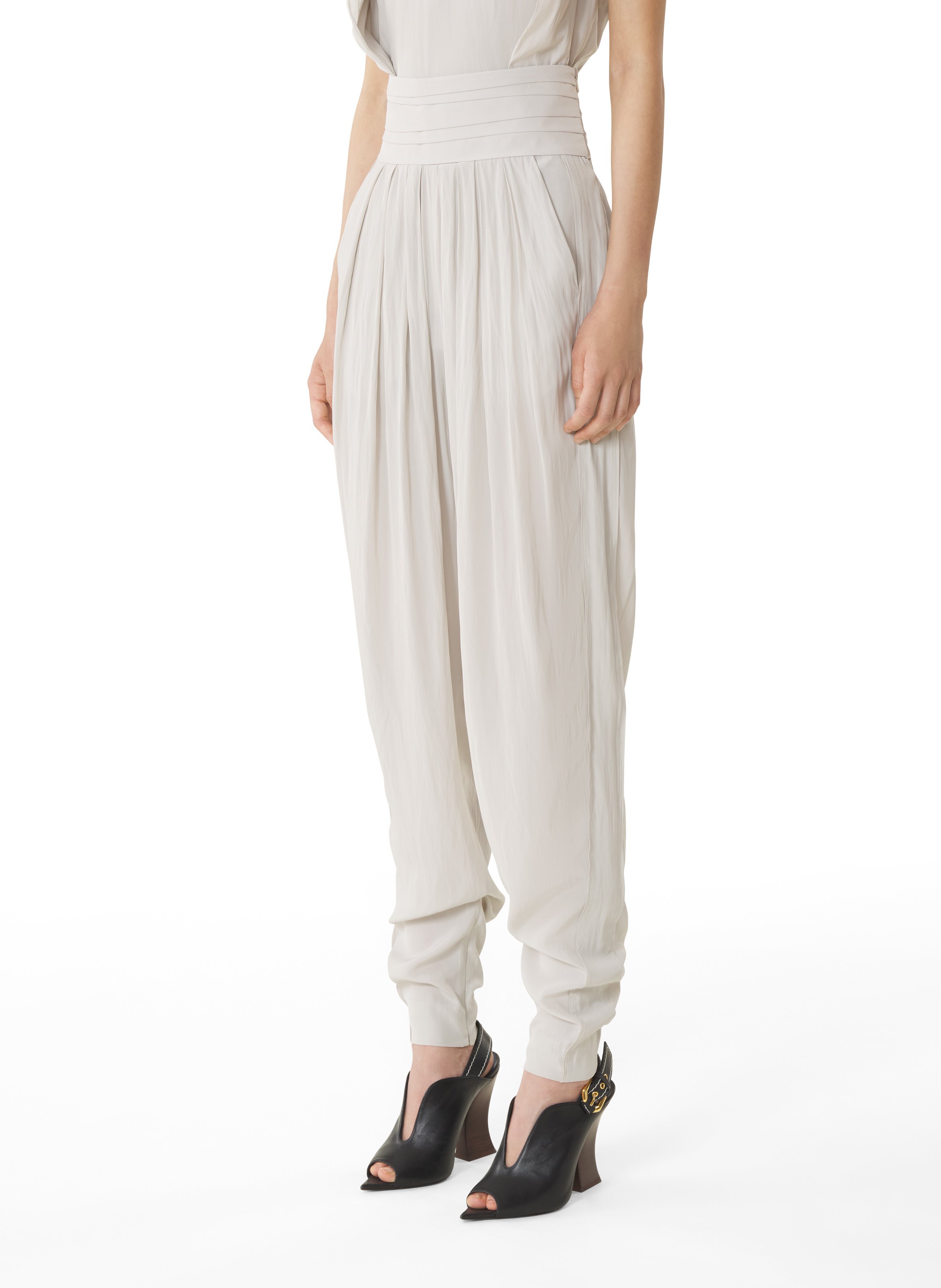 Pantalon drapé en charmeuse LANVIN Blanc