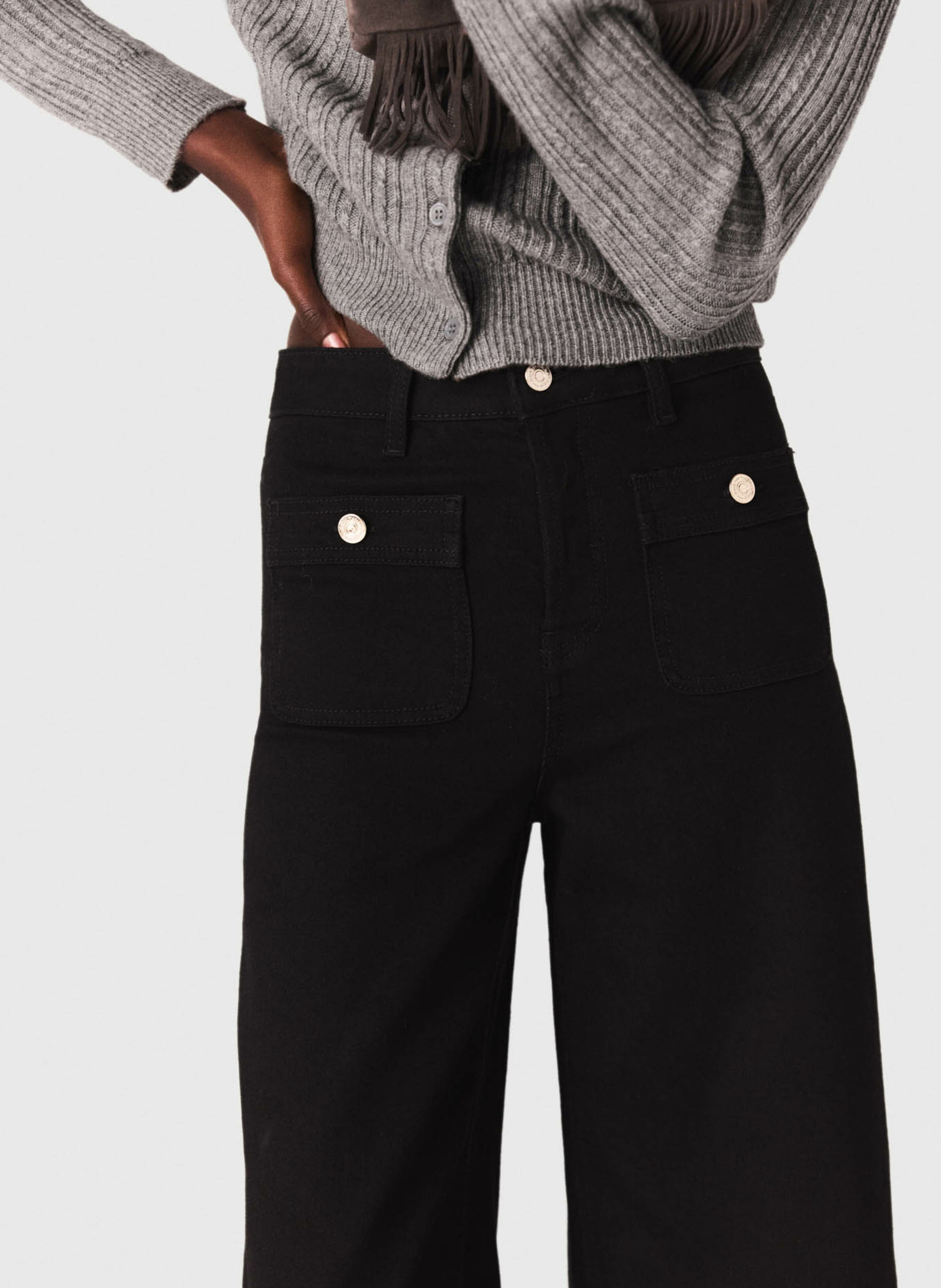 Jean large en coton mélangé MAJE Noir