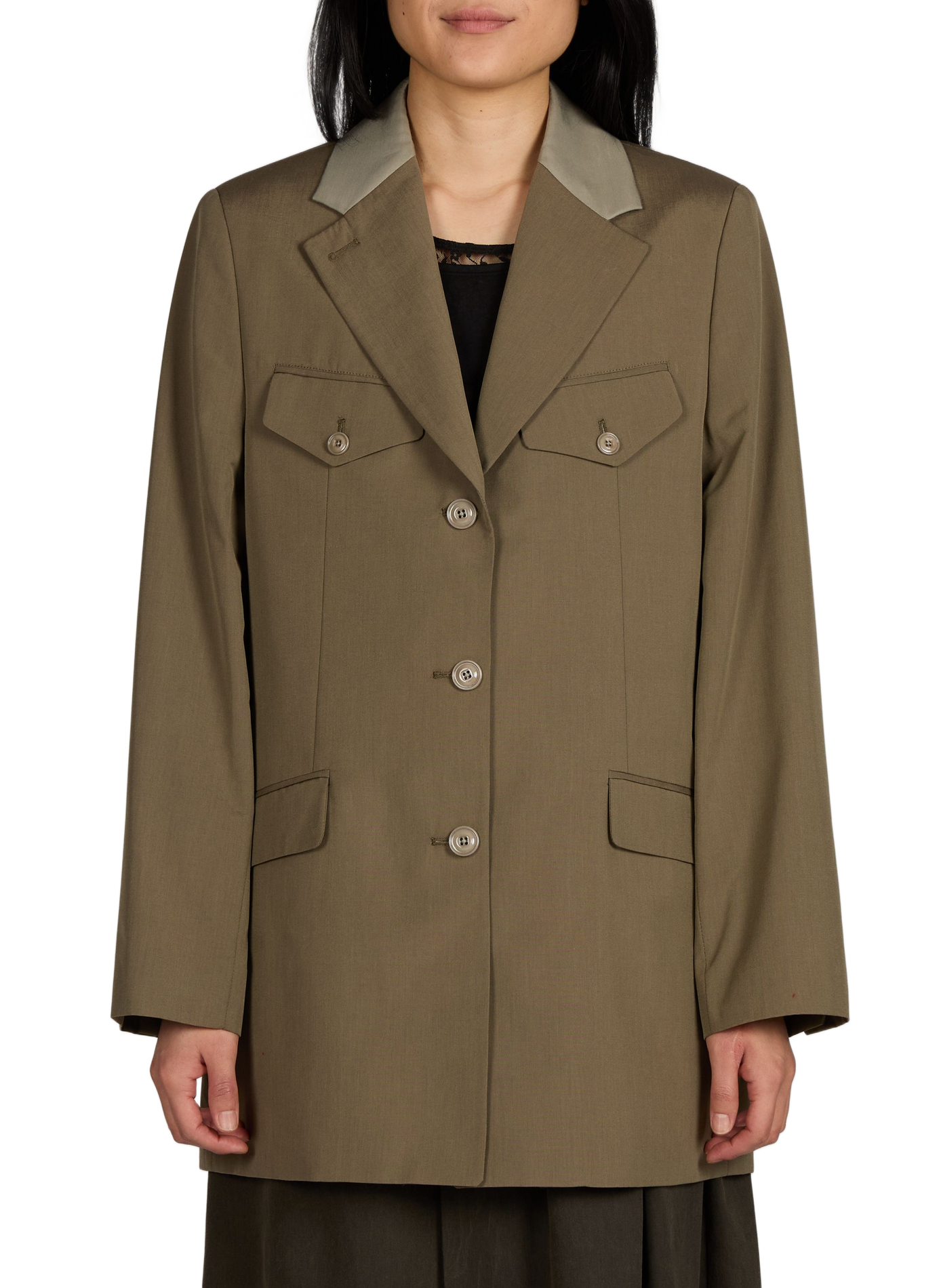 Wool and cotton blazer with satin lapel OUR LEGACY Green