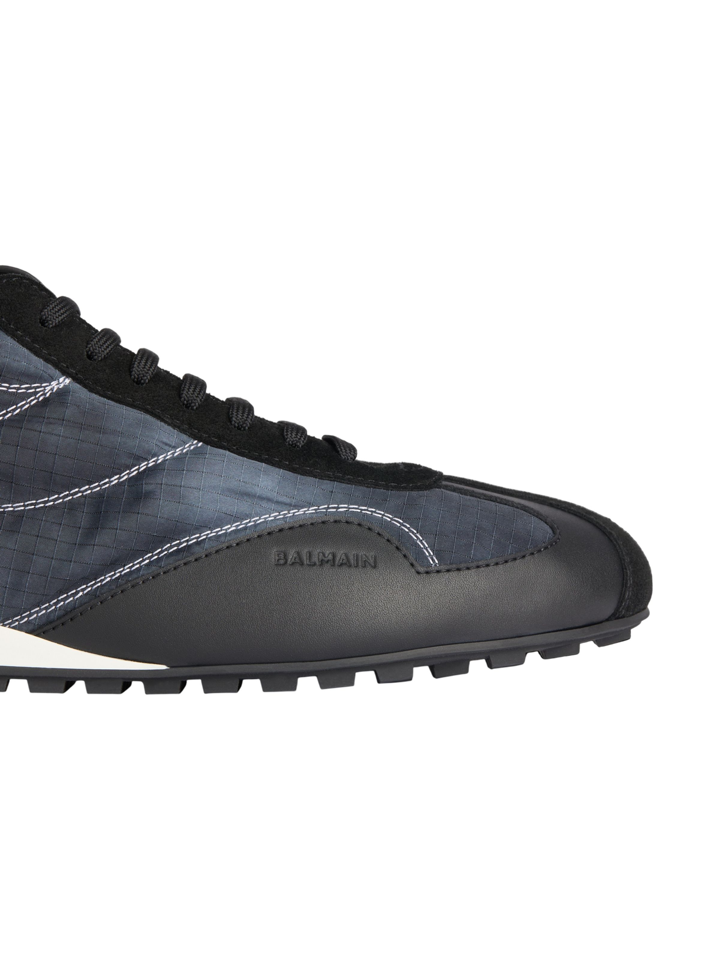 Baskets racing low en nylon et cuir BALMAIN Noir