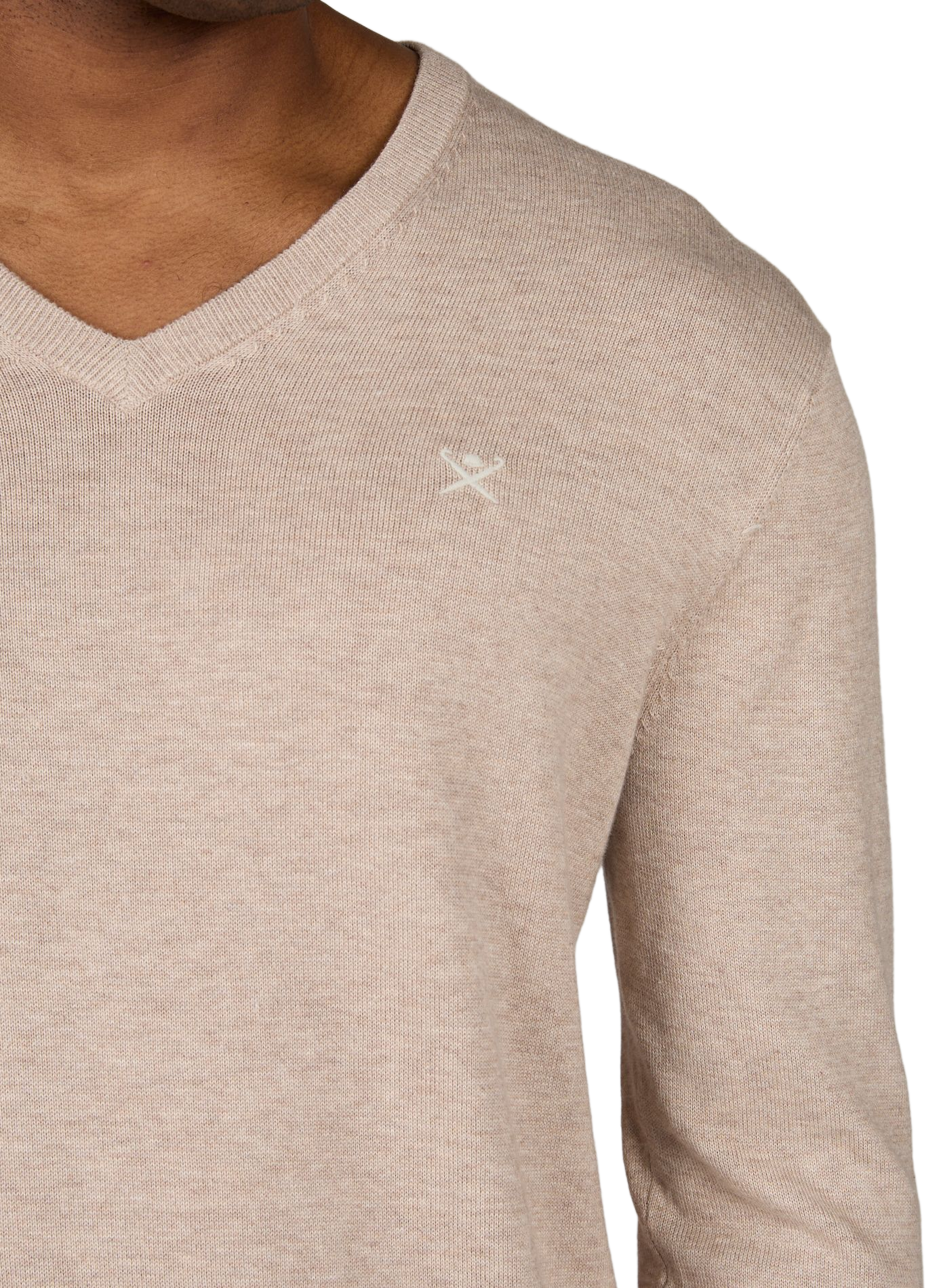 Pull col V en coton HACKETT Beige