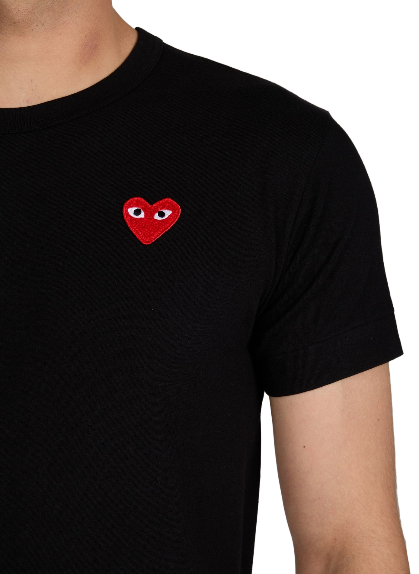 T-Shirt mit gesticktem Logo aus Baumwolle COMME DES GARCONS PLAY Schwarz