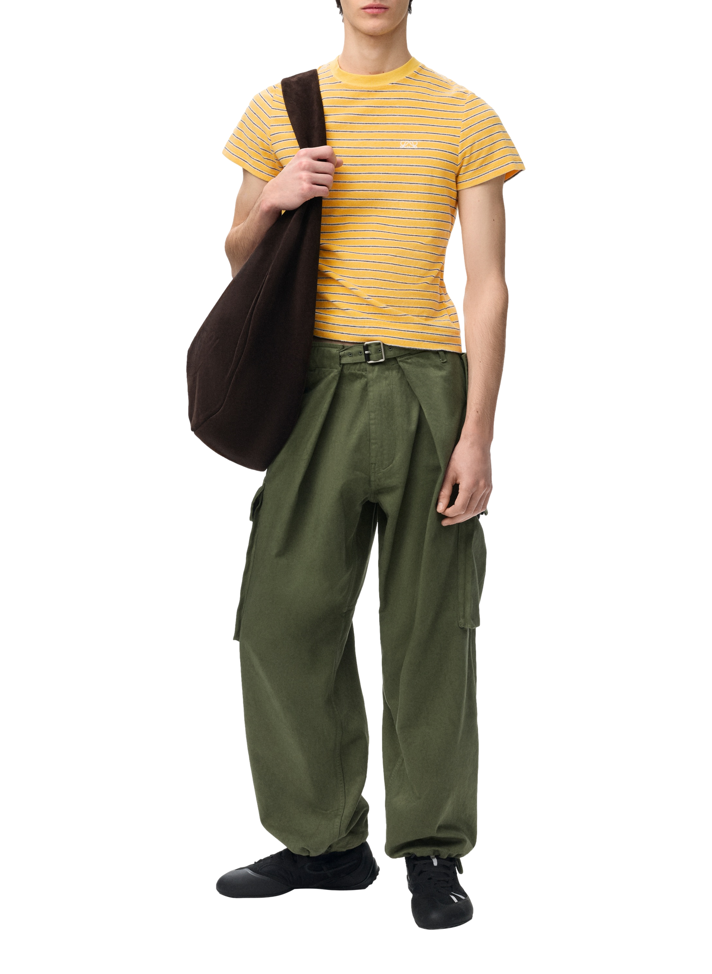 Striped t-shirt in blended cotton terry LOEWE Yellow