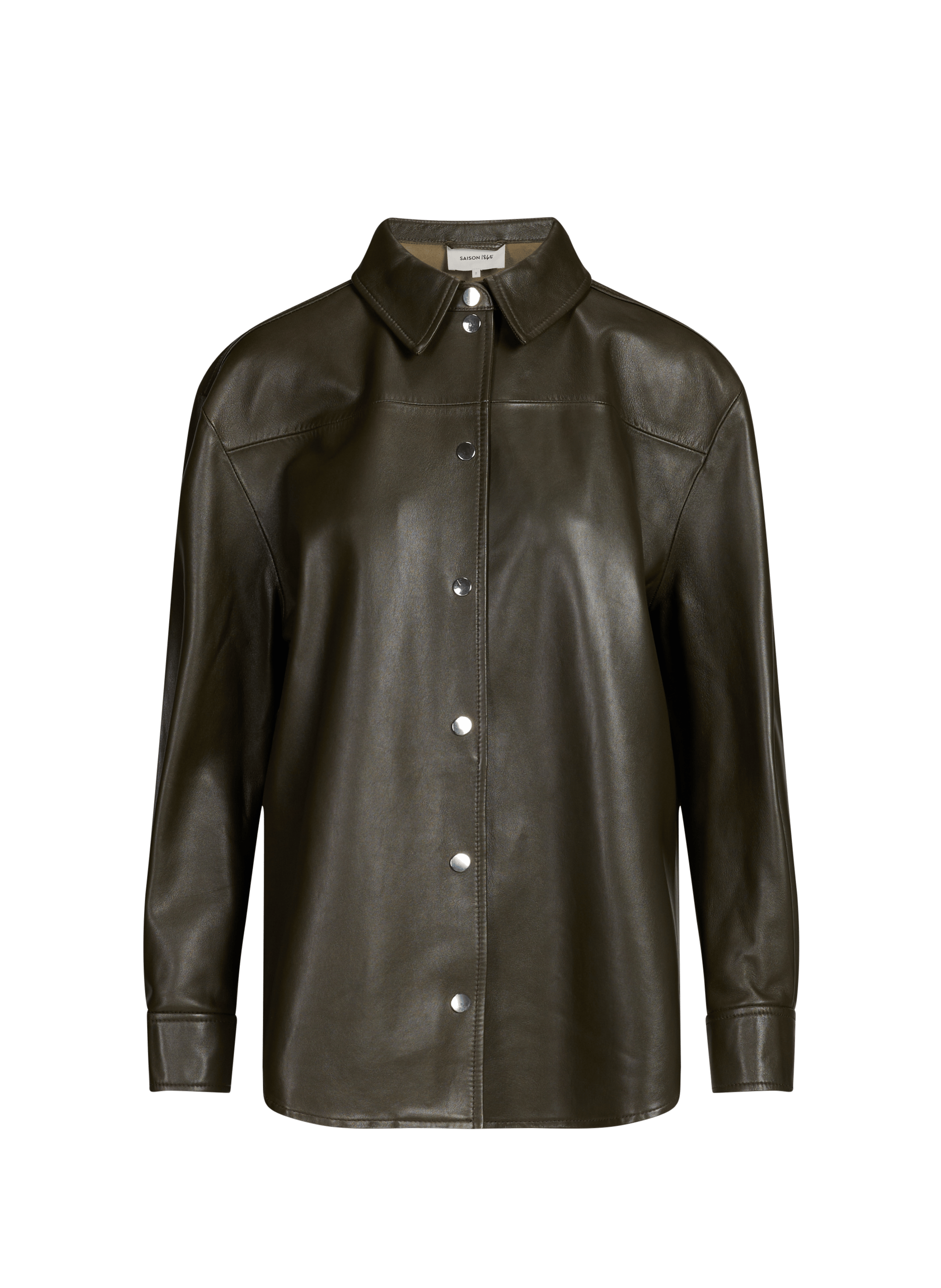 Classic leather collar shirt SAISON 1865 Khaki